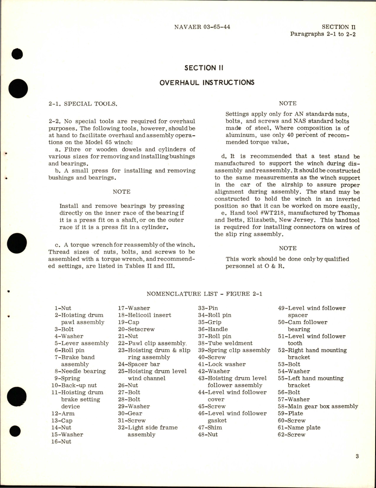 Sample page 7 from AirCorps Library document: Overhaul Instructions for Hoisting Winch - Model 65