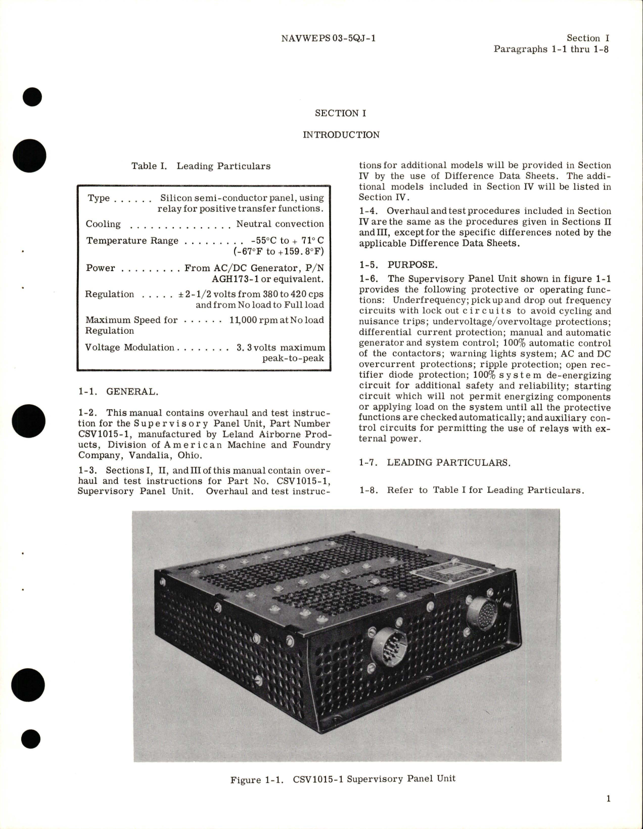 Sample page 5 from AirCorps Library document: Overhaul Instructions for Supervisory Panel Unit - Part CSV1015-1