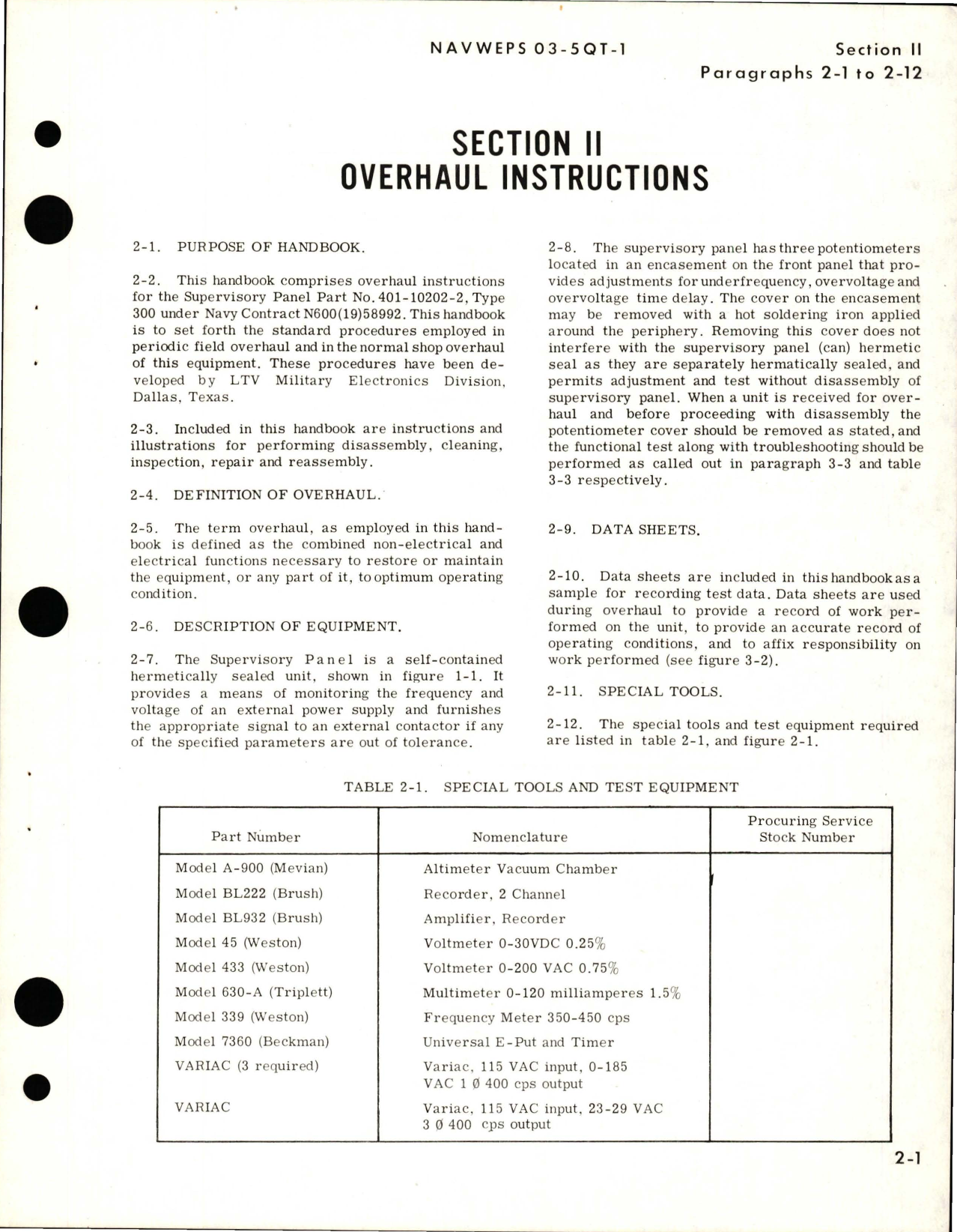 Sample page 7 from AirCorps Library document: Overhaul Instruction for Supervisory Panel - Type C-300 - Part 401-10202-2