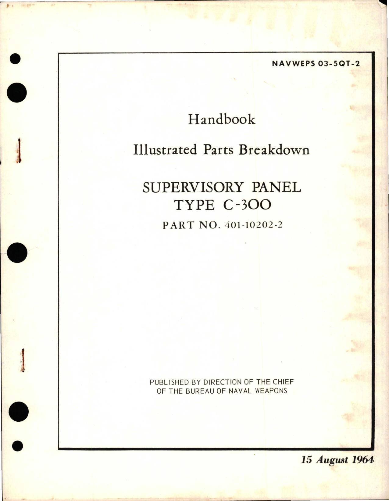 Sample page 1 from AirCorps Library document: Illustrated Parts Breakdown for Supervisory Panel - Type C-300 - Part 401-10202-2