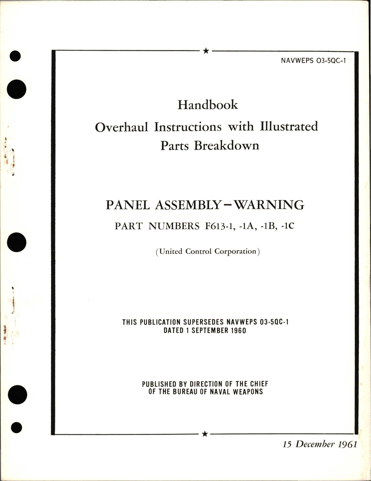Sample page 1 from AirCorps Library document: Overhaul Instructions with Illustrated Parts Breakdown for Warning Panel Assembly