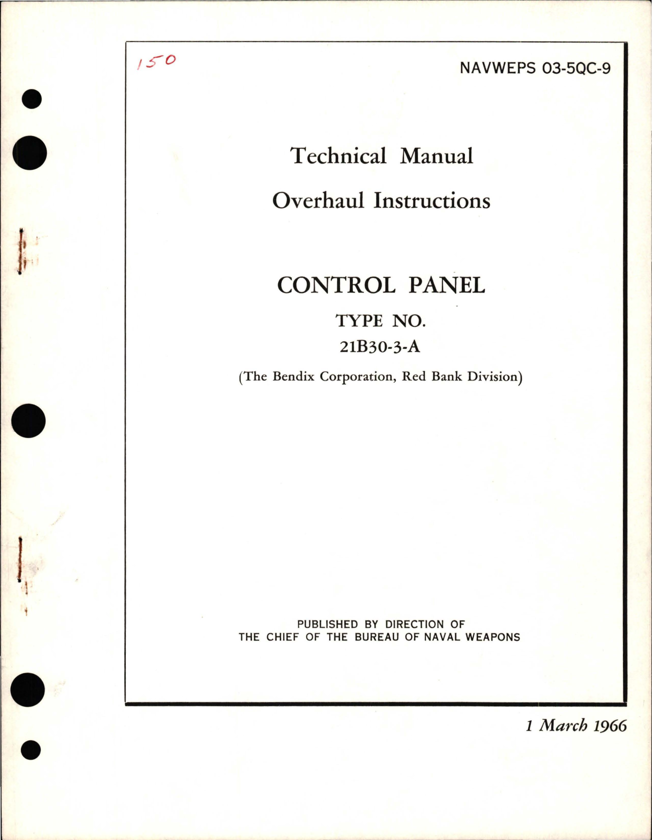 Sample page 1 from AirCorps Library document: Overhaul Instructions for Control Panel - Type 21B30-3-A