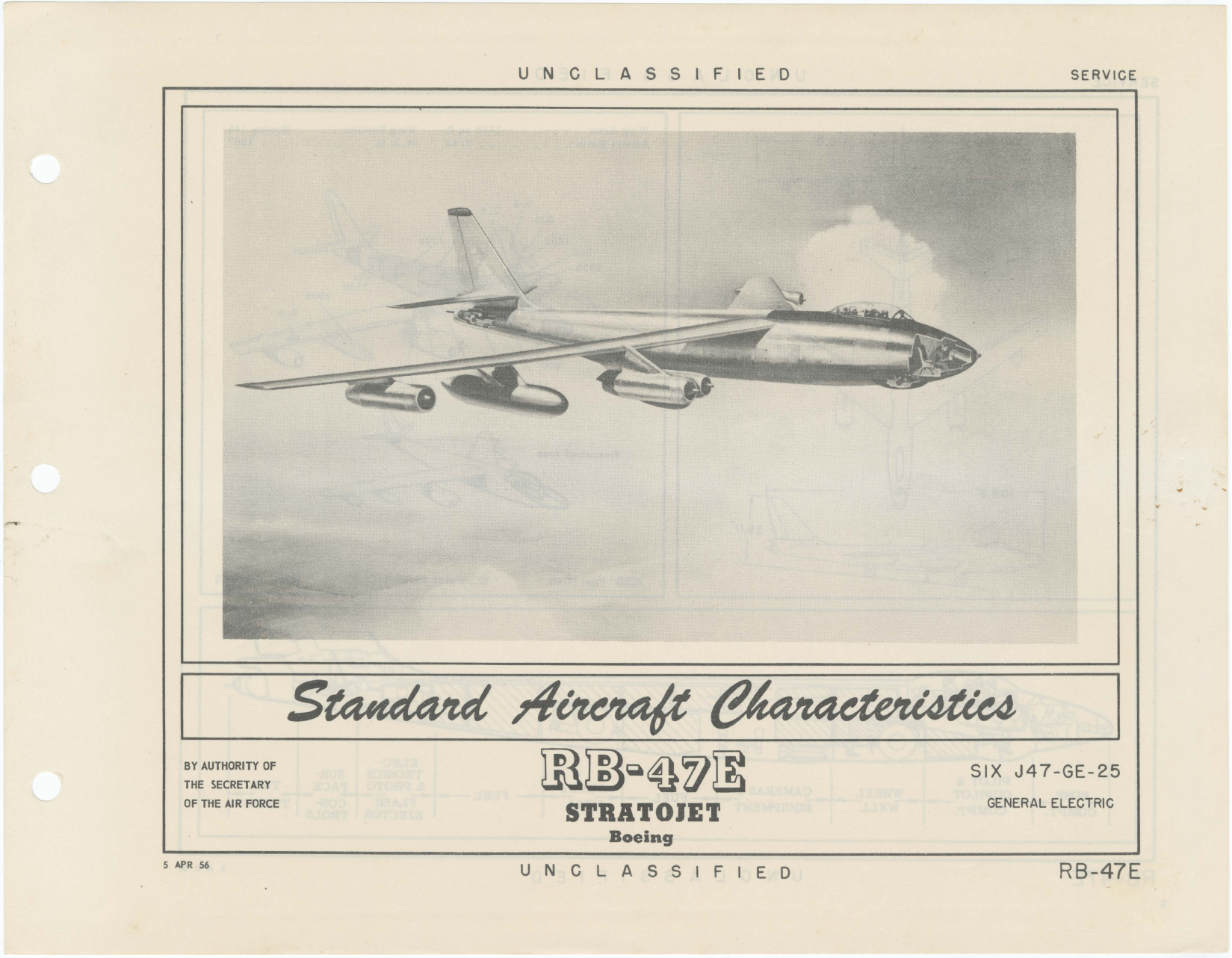 Sample page 1 from AirCorps Library document: RB-47E Boeing Stratojet - Standard Aircraft Characteristics