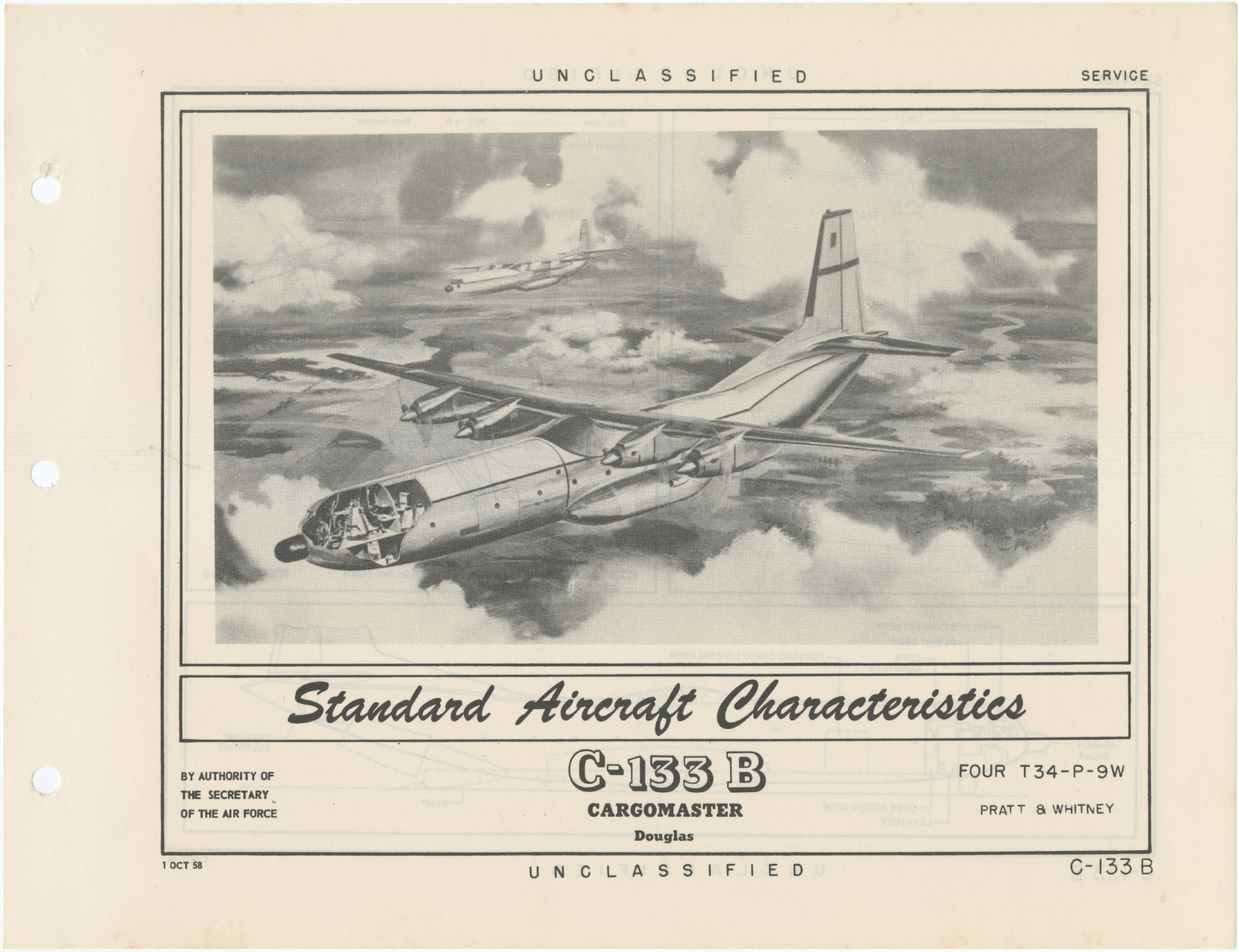 Sample page 1 from AirCorps Library document: C-133B Douglas Cargomaster - Standard Aircraft Characteristics