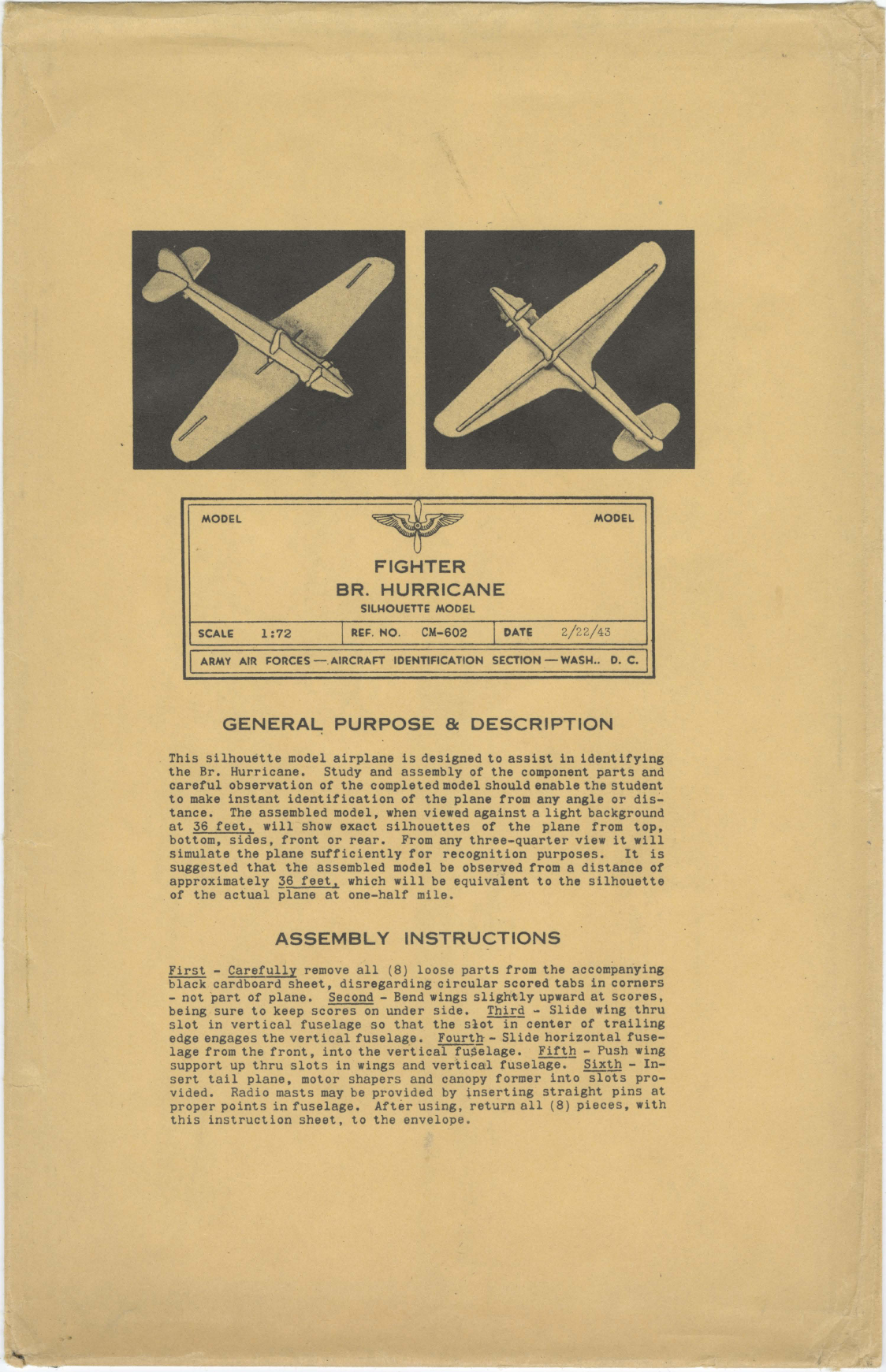Sample page 1 from AirCorps Library document: Hawker Hurricane - Fighter - Silhouette Model