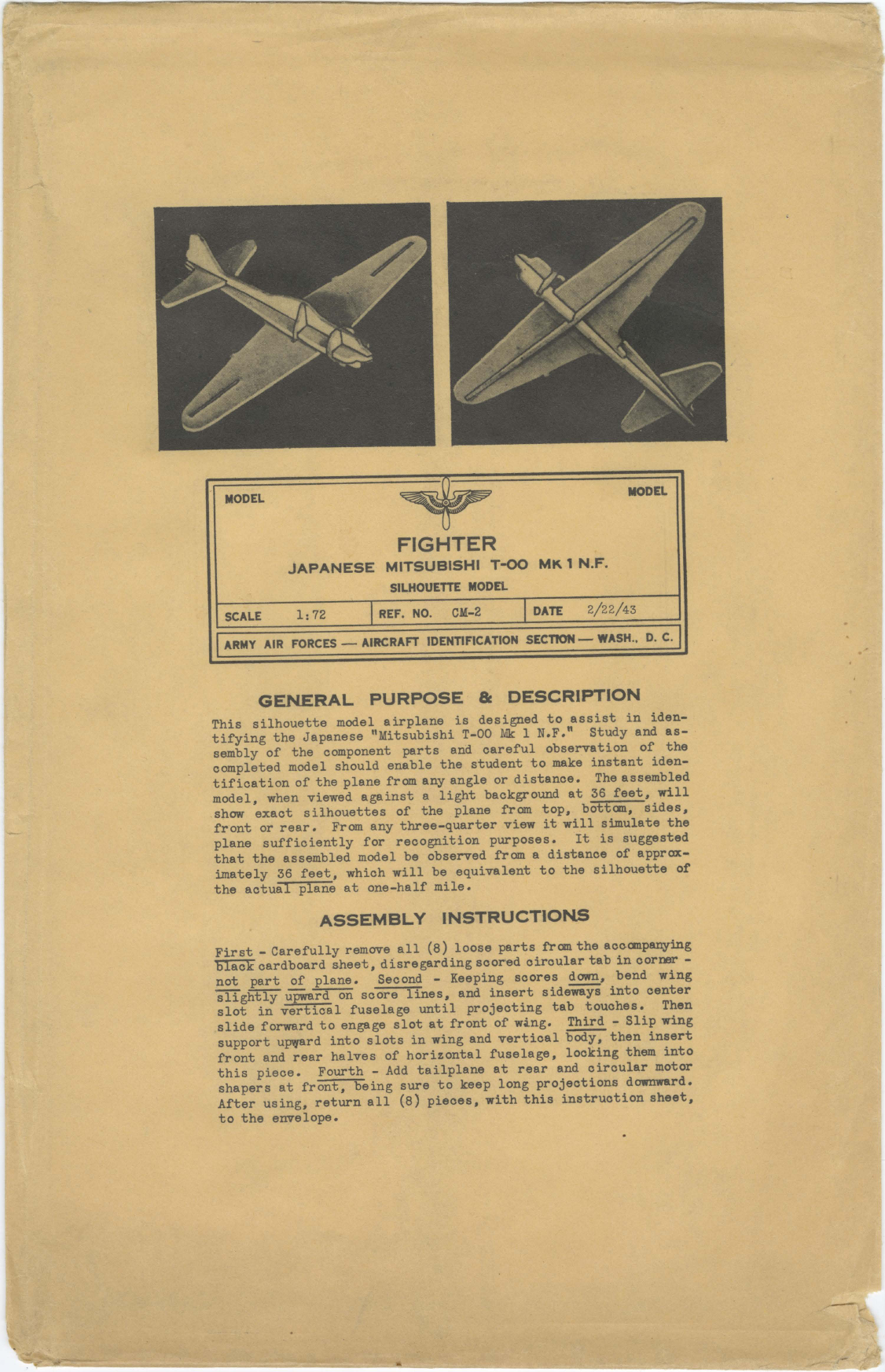 Sample page 1 from AirCorps Library document: T-00 Mk 1 NF Mitsubishi - Japanese Fighter - Silhouette Model