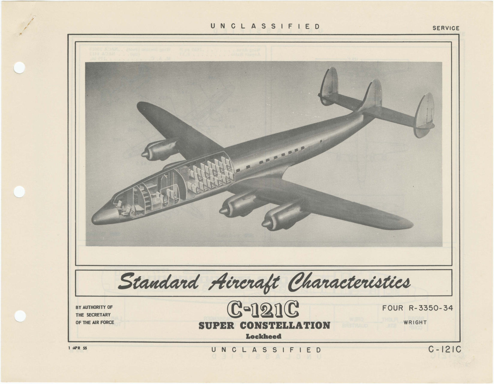 Sample page 1 from AirCorps Library document: C-121C Lockheed Super Constellation - Standard Aircraft Characteristics