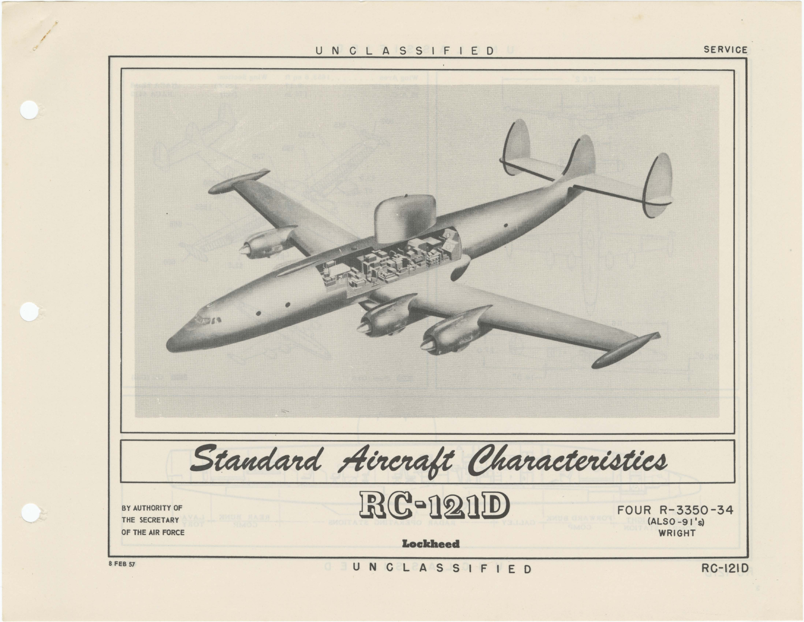 Sample page 1 from AirCorps Library document: RC-121D Lockheed Warning Star - Standard Aircraft Characteristics