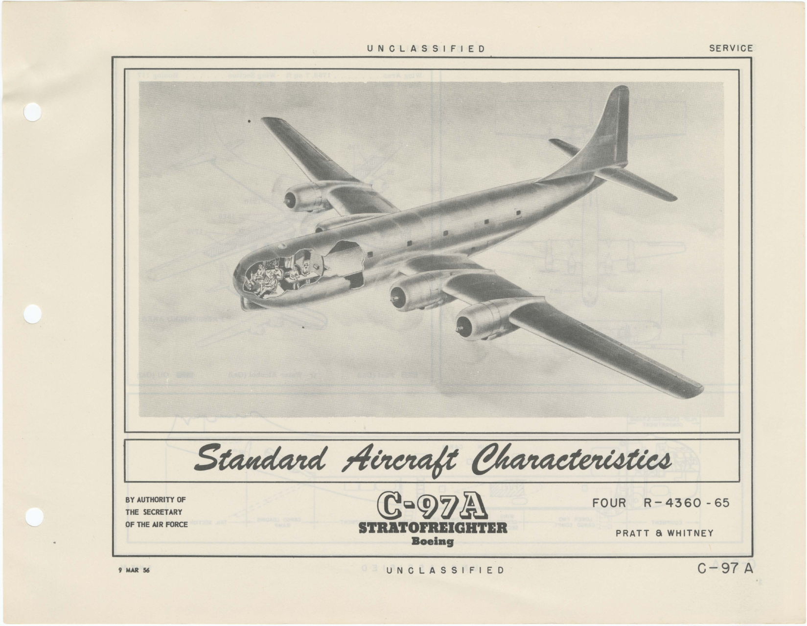 Sample page 1 from AirCorps Library document: C-97A Boeing Stratofreighter -  Standard Aircraft Characteristics