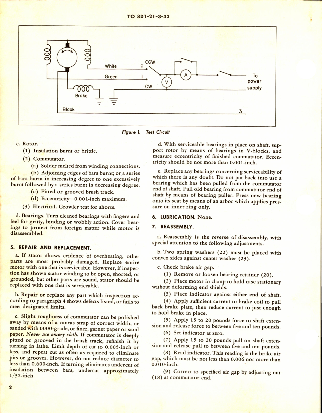 Sample page 2 from AirCorps Library document: Overhaul Instructions with Parts Breakdown for Fractional Horsepower Motor Model 5BA25HJ102