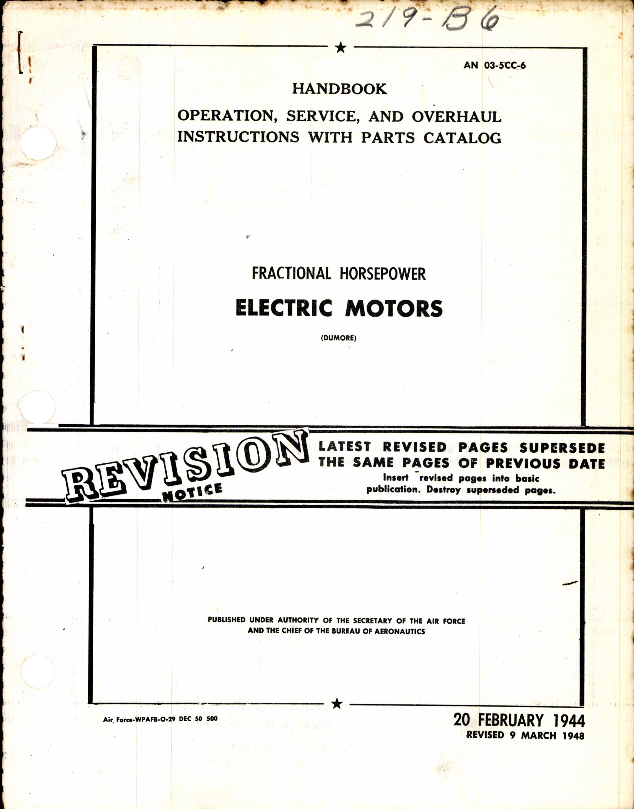 Sample page 1 from AirCorps Library document: Operation, Service, & Overhaul Instructions w/ Parts Catalog for Fractional Horsepower Electrical Motors 