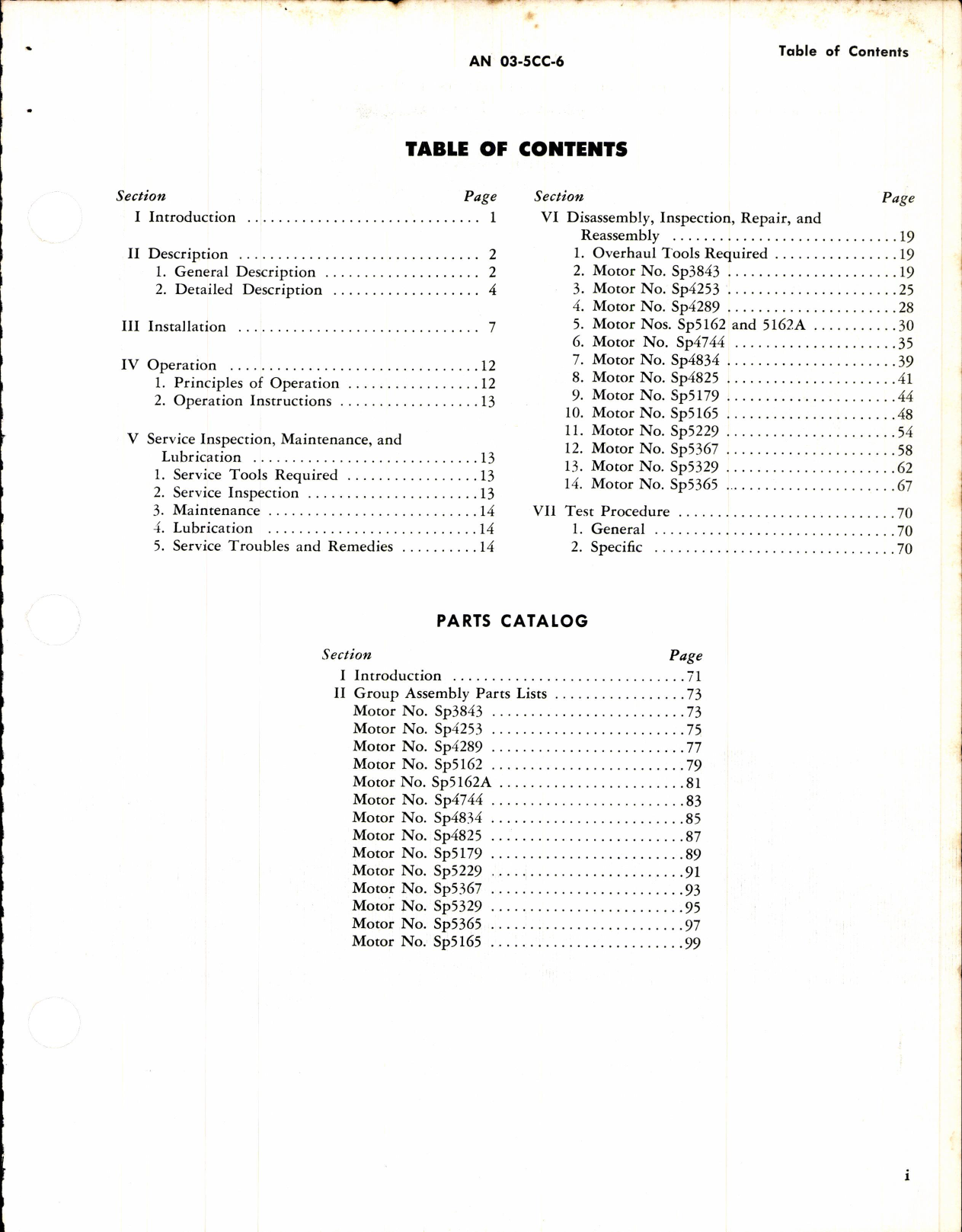 Sample page 3 from AirCorps Library document: Operation, Service, & Overhaul Instructions w/ Parts Catalog for Fractional Horsepower Electrical Motors 
