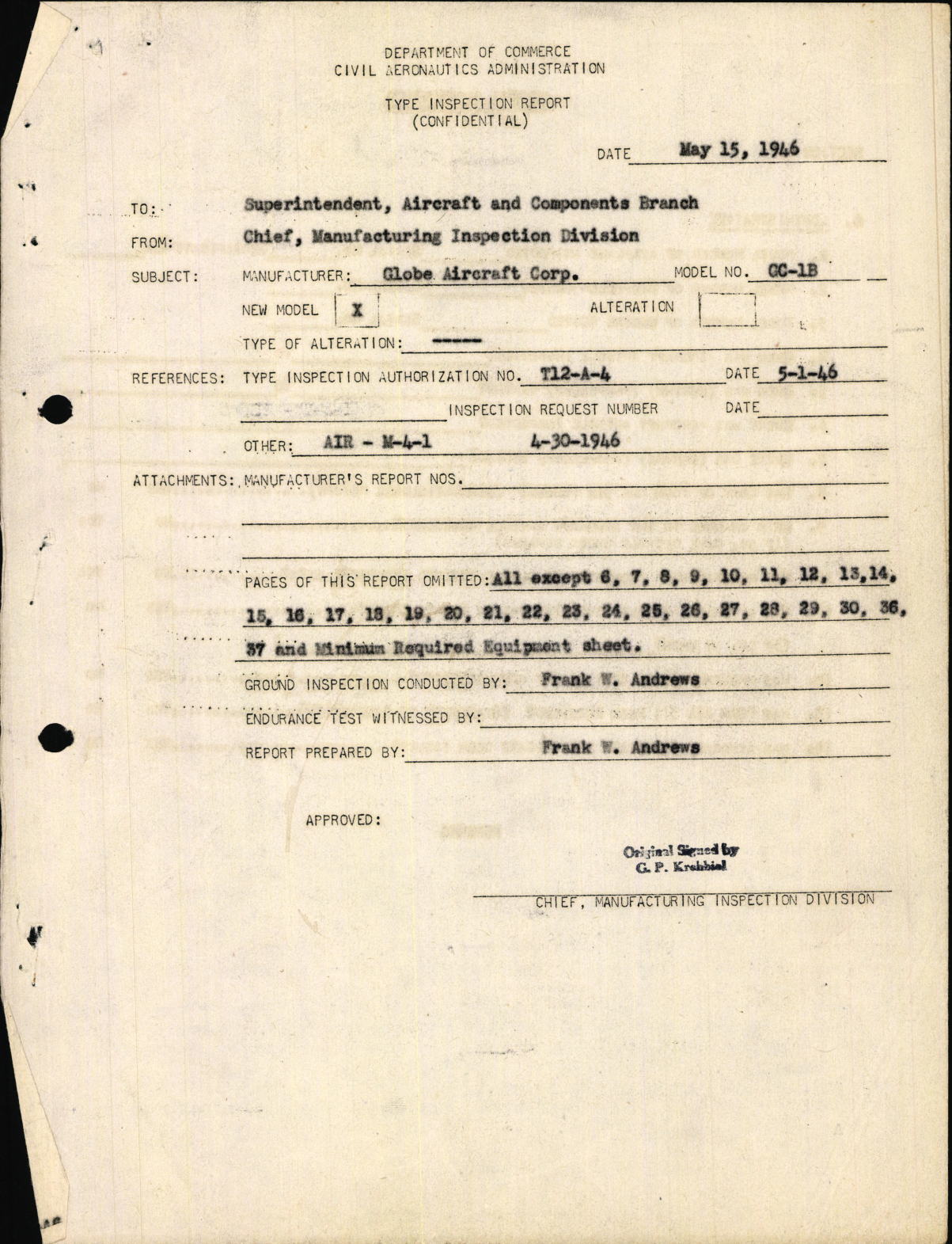Sample page 5 from AirCorps Library document: Flight Test Results - Type Inspection Report for GC-1B