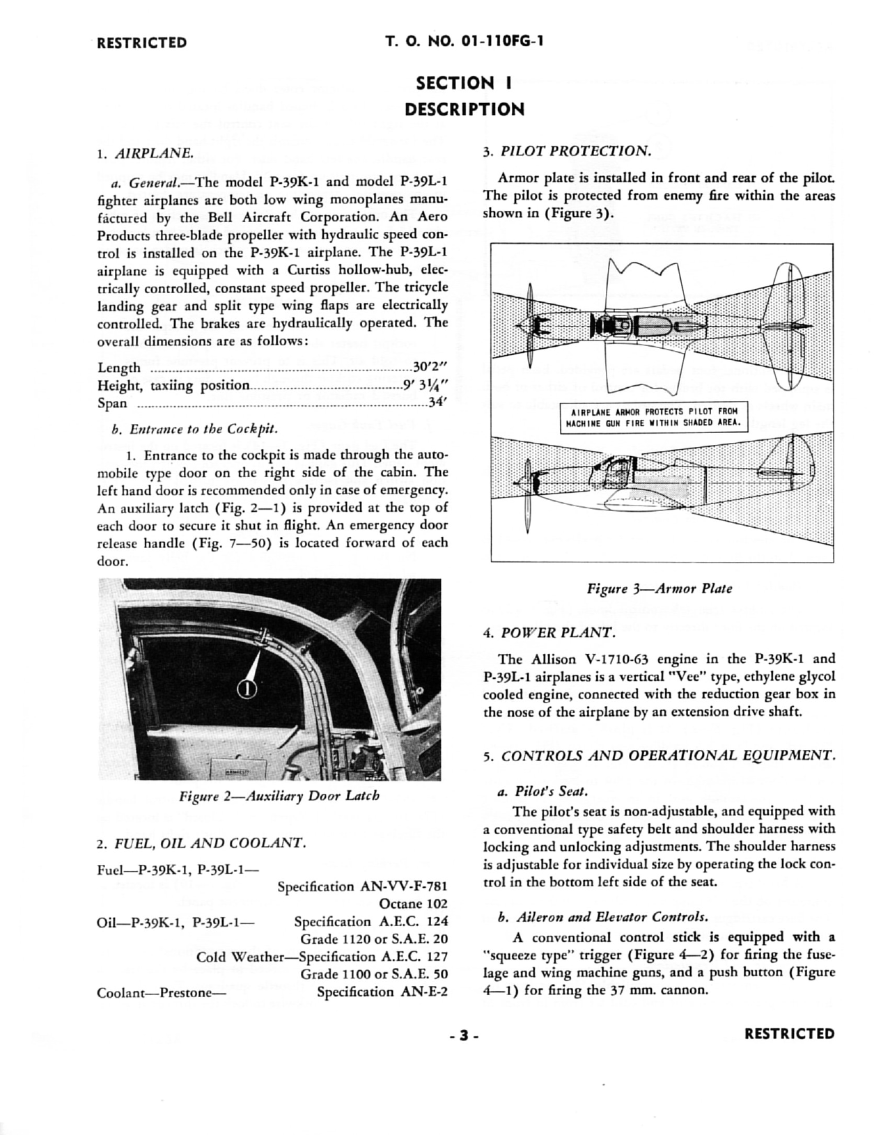 Sample page 5 from AirCorps Library document: Pilot's Flight Operating Instructions for P-39K-1 and P-39L-1 