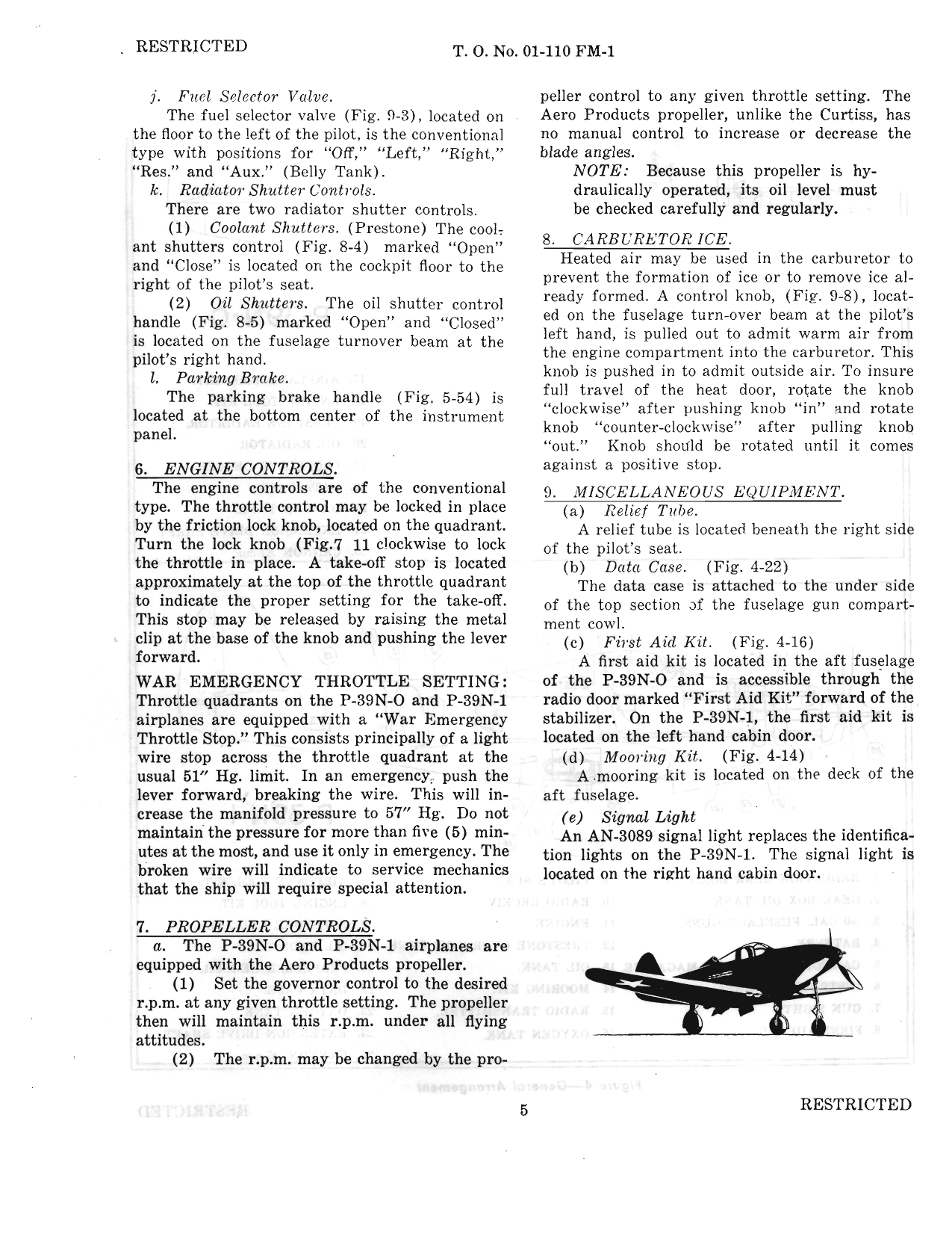 Sample page 7 from AirCorps Library document: Pilot's Flight Operating Instructions for P-39N-O and P-39N-1