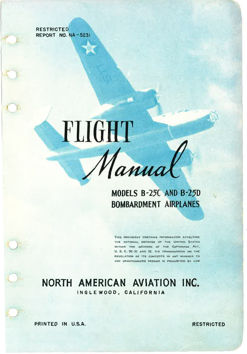 Sample page 1 from AirCorps Library document: Flight Manual - B-25