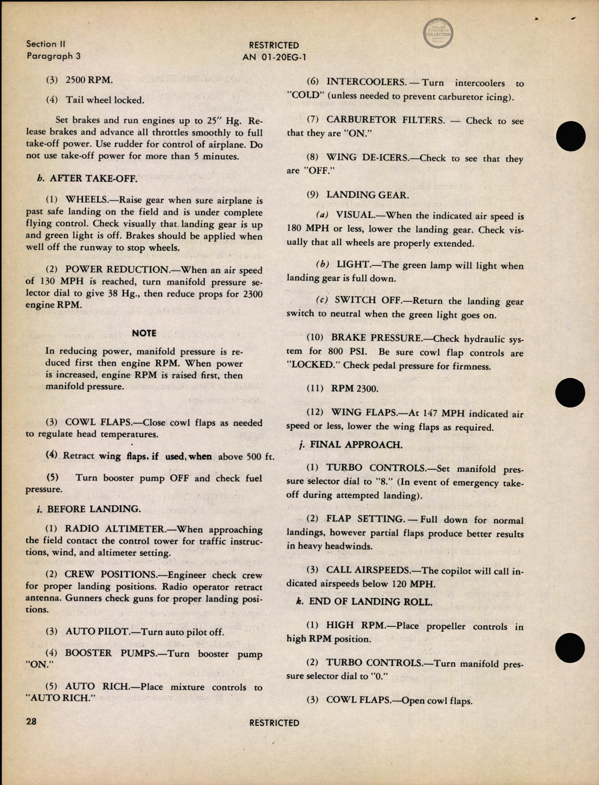 Sample page 34 from AirCorps Library document: Flight Operating Instructions - B-17G