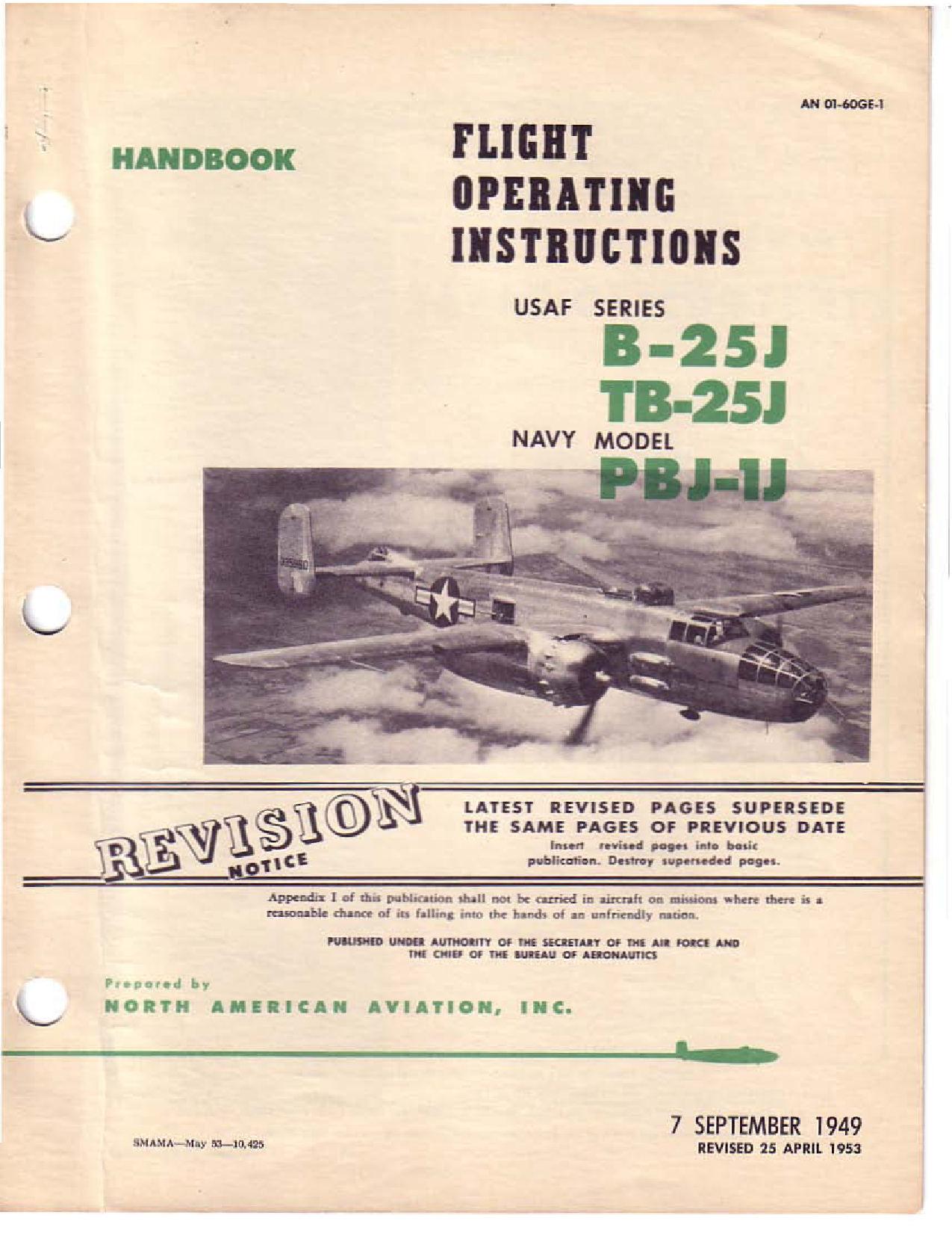Sample page 1 from AirCorps Library document: Flight Operating Instructions - B-25J
