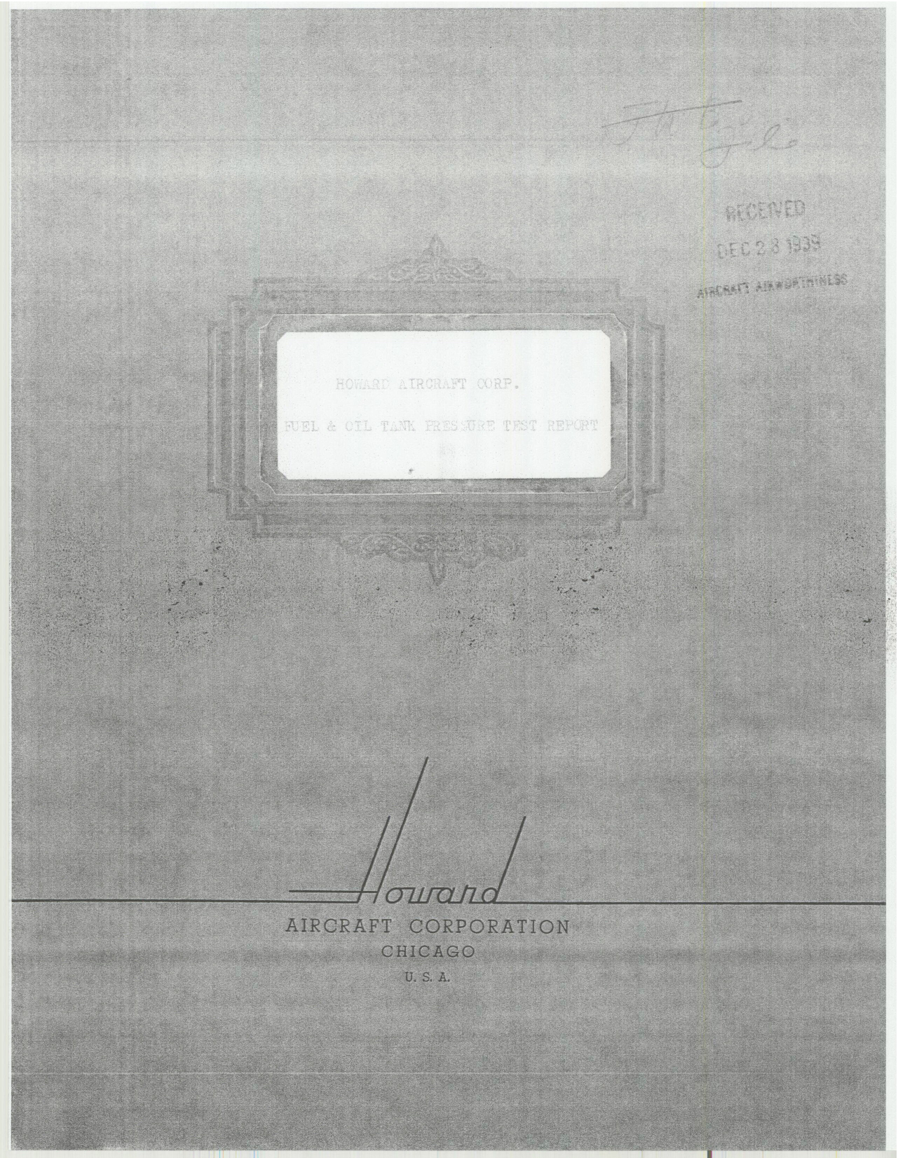 Sample page 1 from AirCorps Library document: Report 166, Fuel and Oil Tank Pressure Test Report, DGA-15