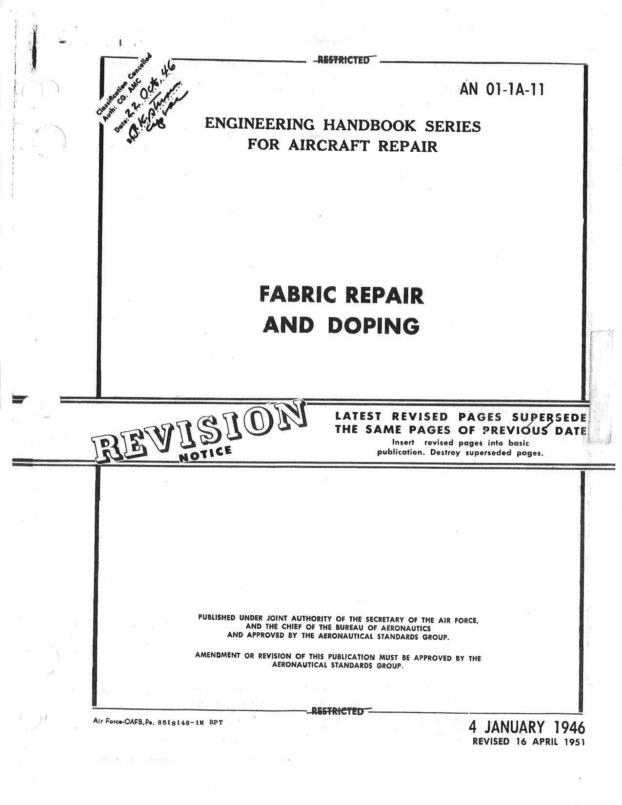 Sample page 1 from AirCorps Library document: Fabric Repair and Doping - Engineering Handbook Series for Aircraft Repair