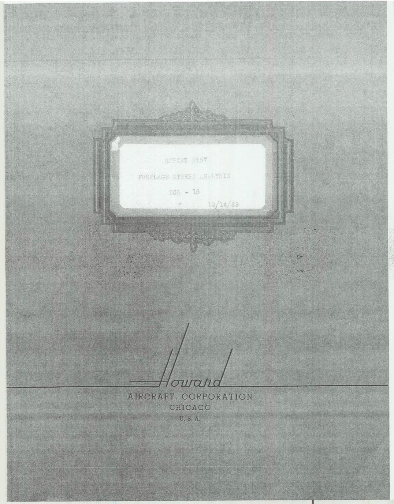 Sample page 1 from AirCorps Library document: Report 157, Fuselage Stress Analysis, DGA-15