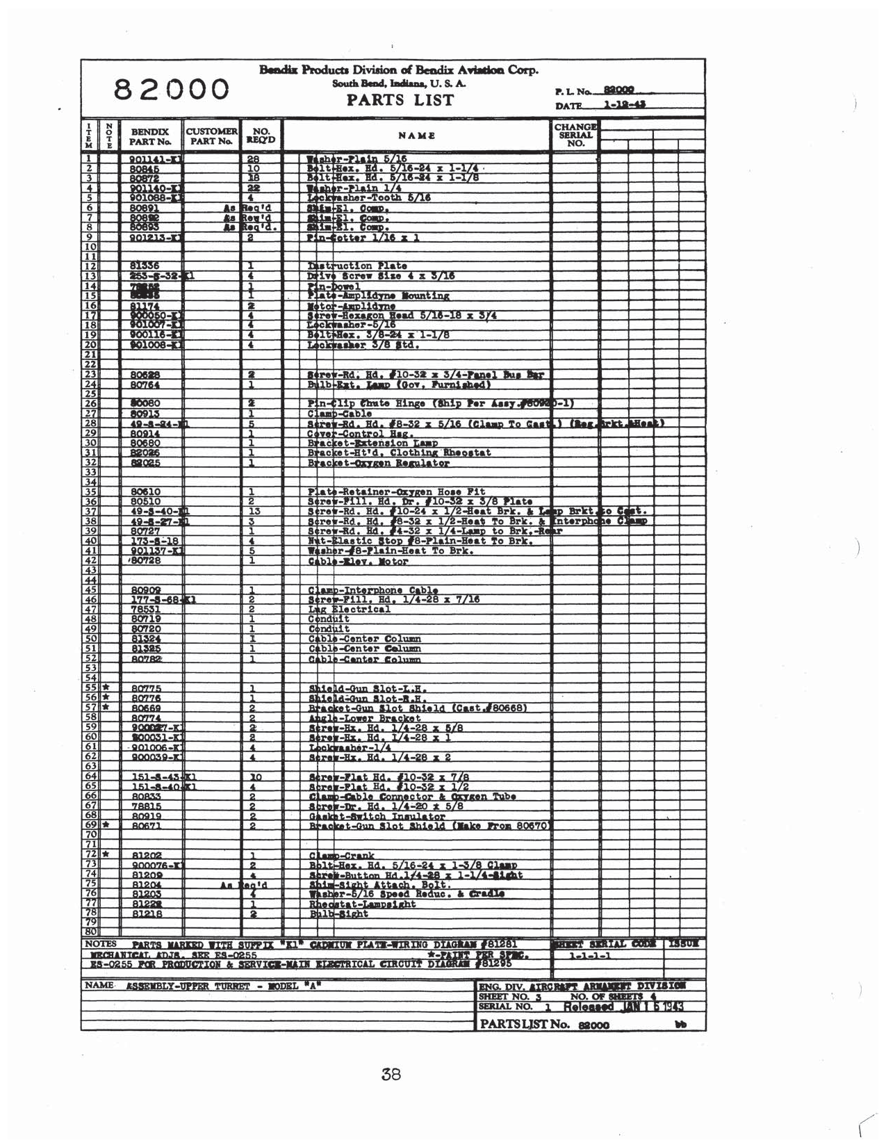 Sample page 89 from AirCorps Library document: Field Service Manual & Parts Catalog - Upper Turret Model 