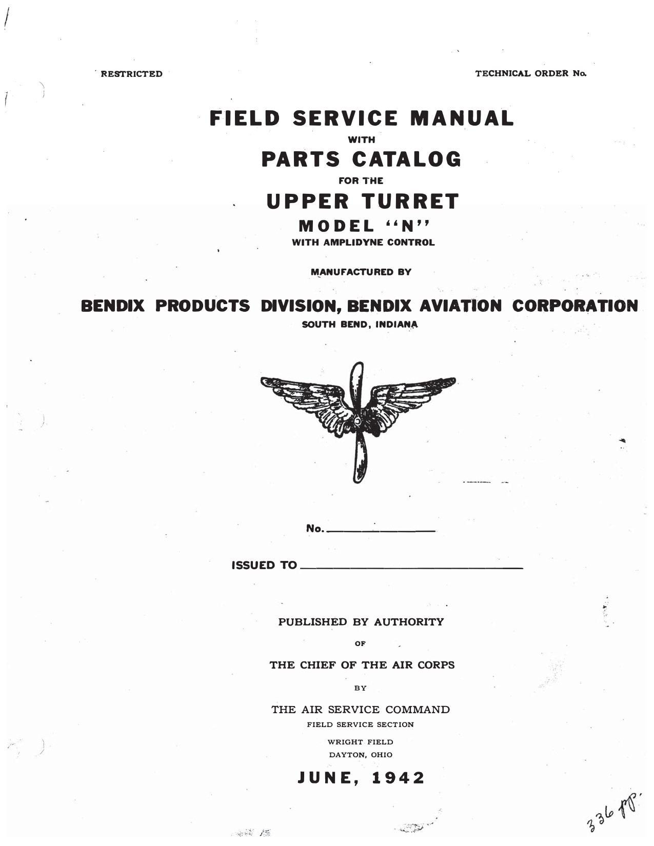 Sample page 1 from AirCorps Library document: Field Service Manual & Parts Catalog - Upper Turret Model 