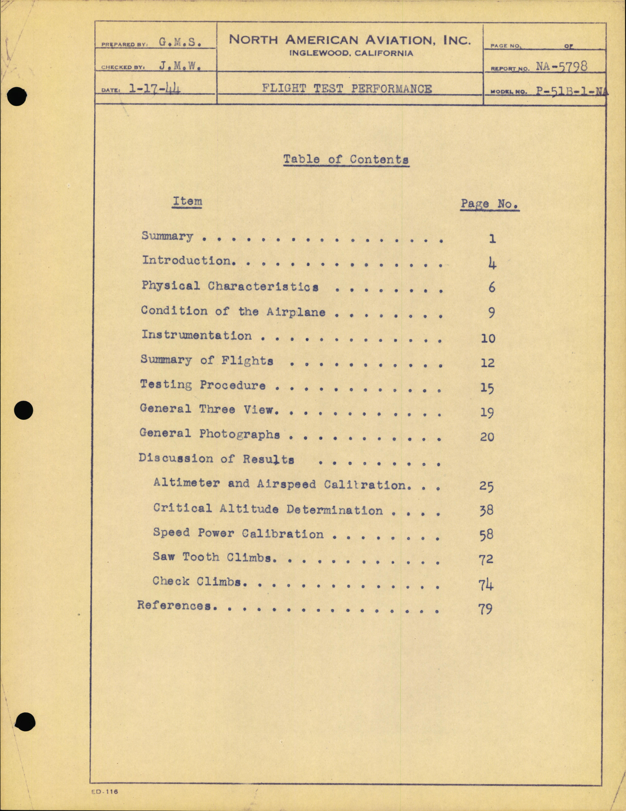 Sample page 3 from AirCorps Library document: Flight Test Performance Data - P-51B -  North American Engineering Dept