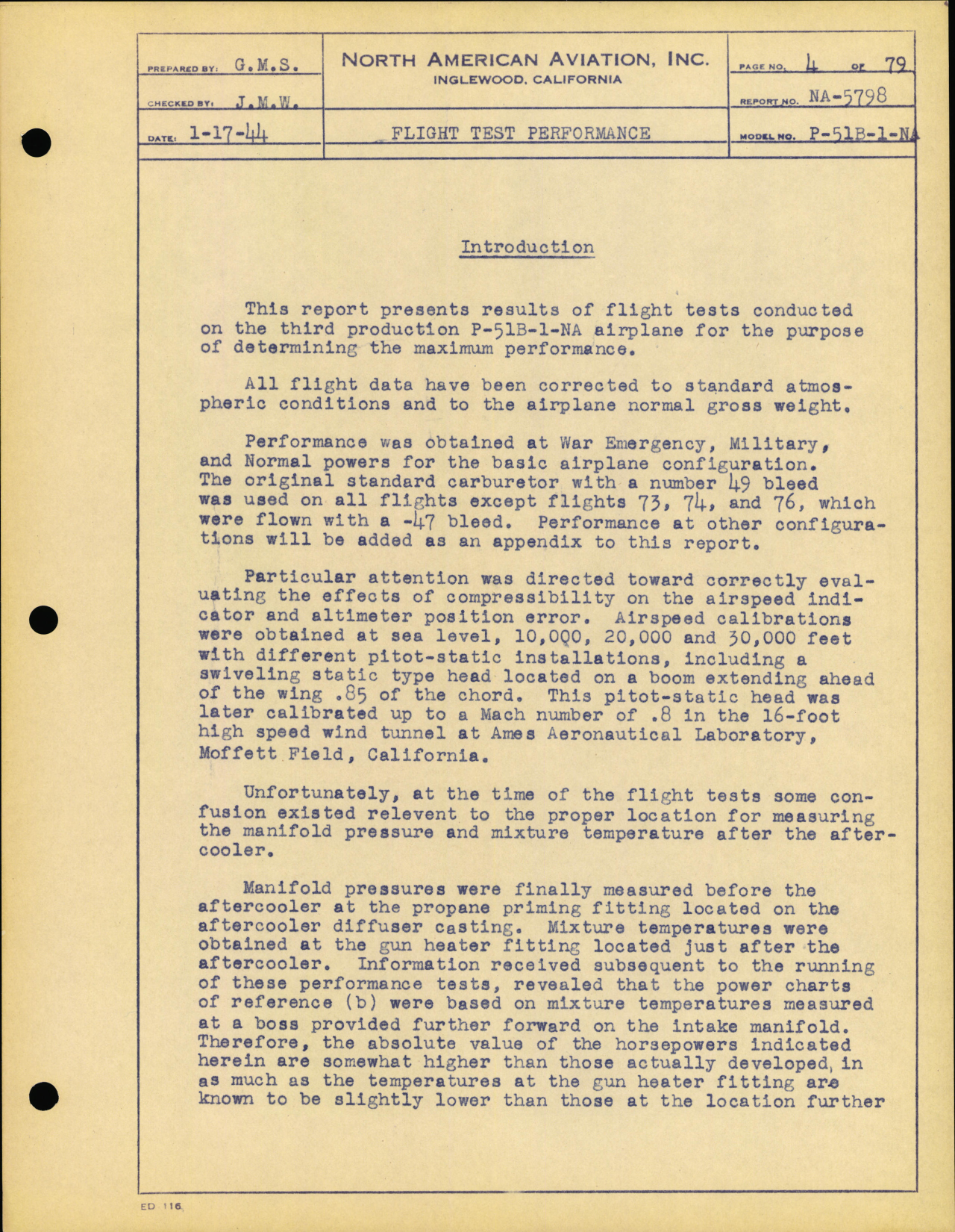 Sample page 7 from AirCorps Library document: Flight Test Performance Data - P-51B -  North American Engineering Dept