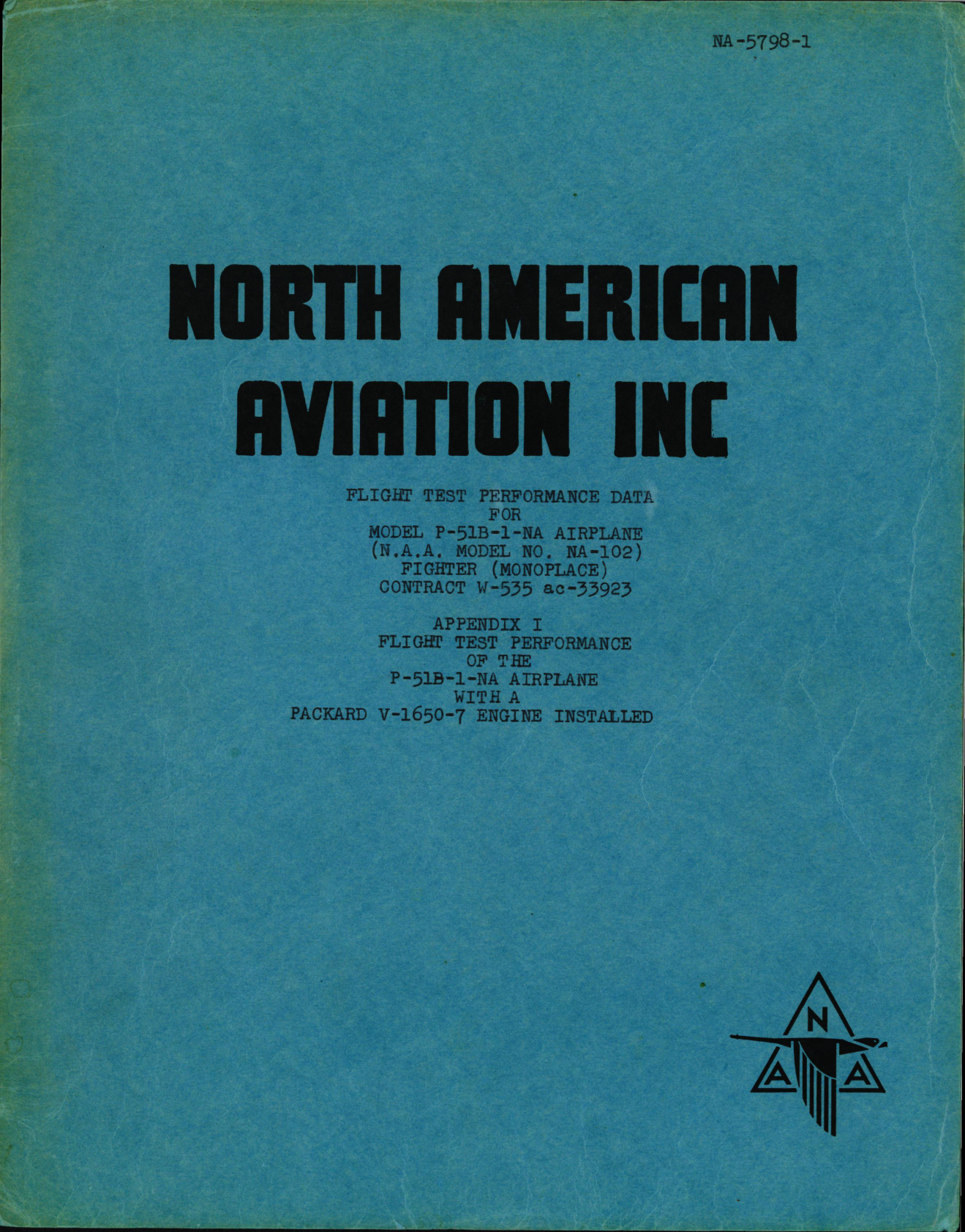 Sample page 1 from AirCorps Library document: Flight Test Performance Data - P-51B - North American Engineering Dept