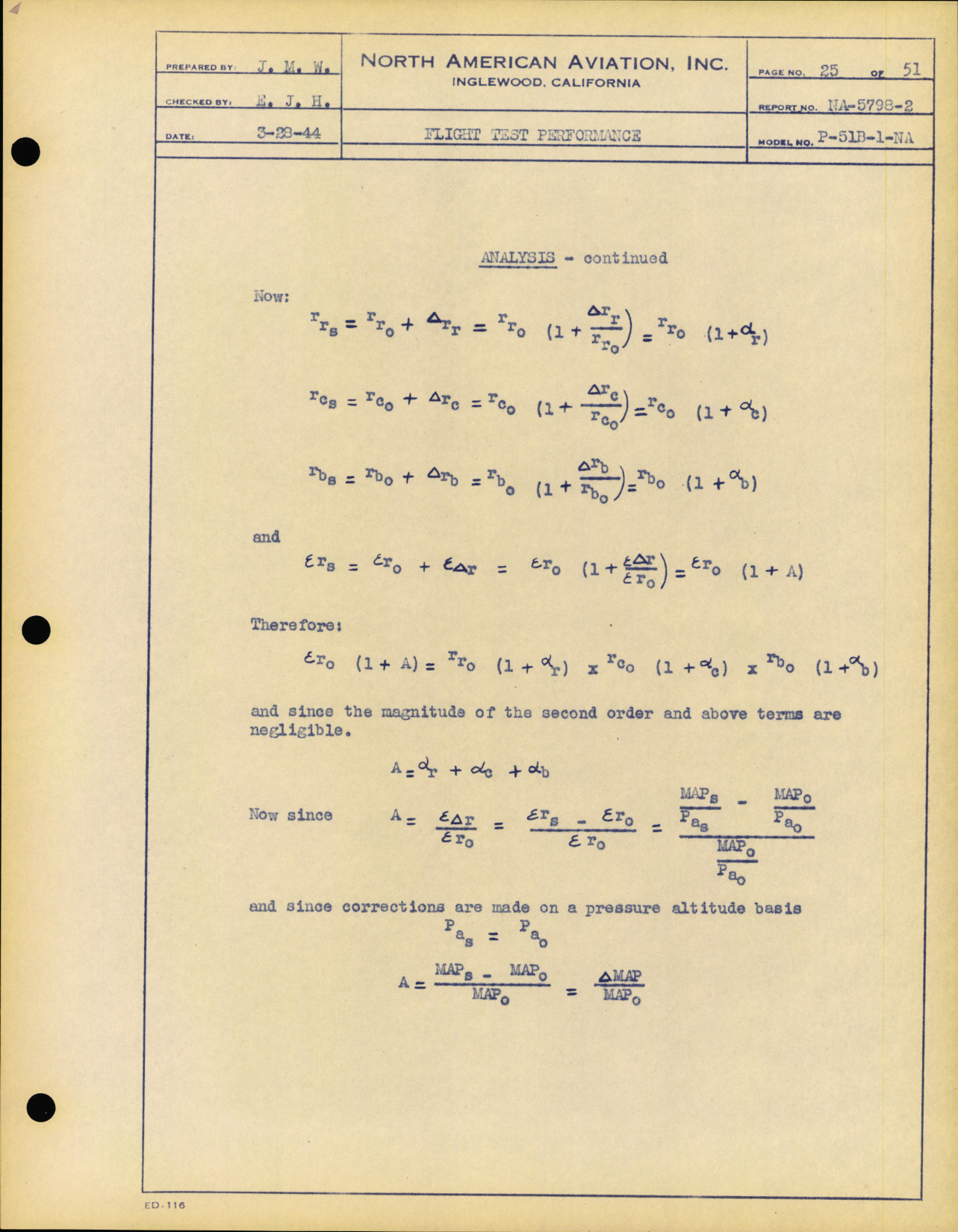 Sample page 28 from AirCorps Library document: Flight Test Performance Data - P-51B -  North American Engineering Dept