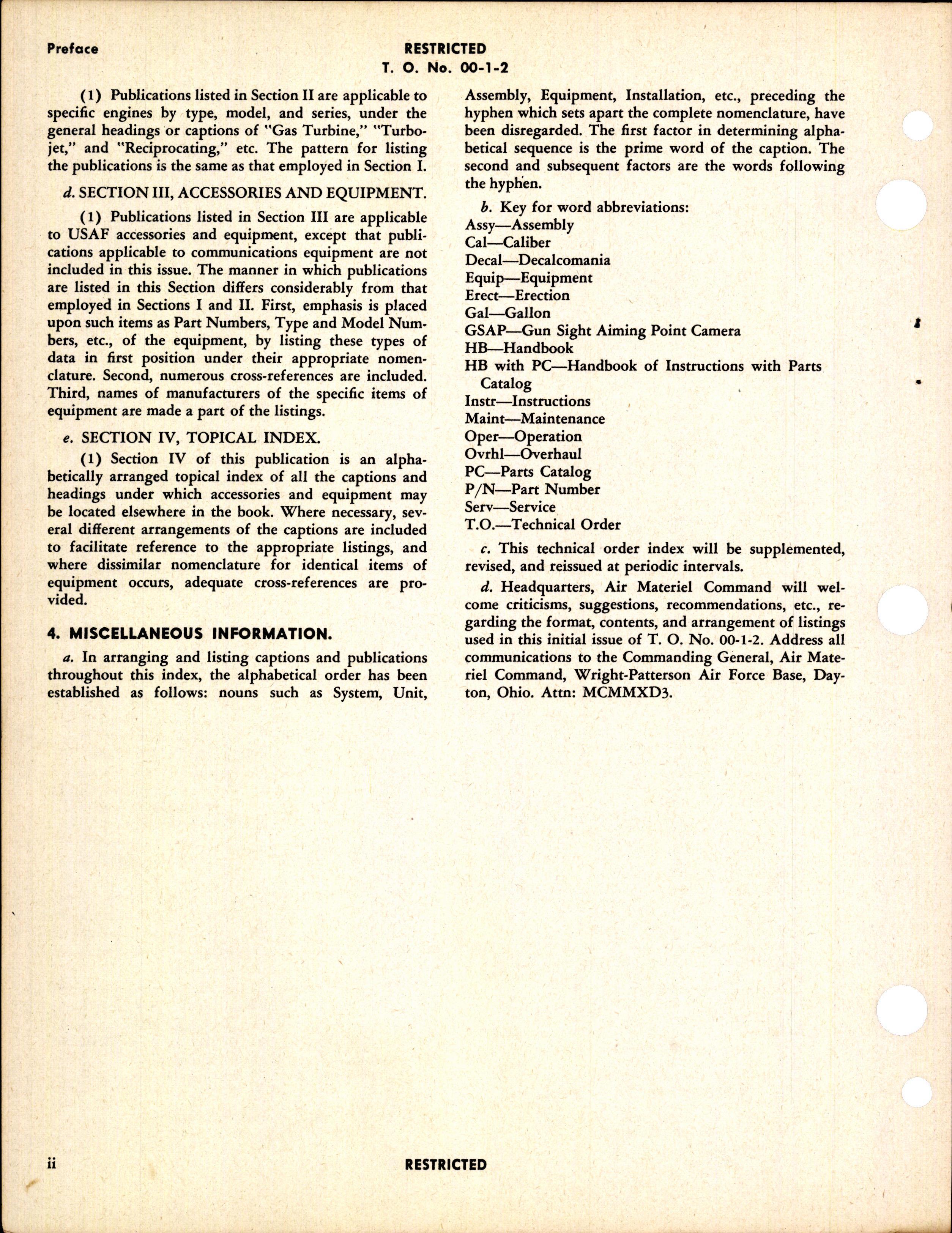 Sample page 4 from AirCorps Library document: Alphabetical index of Technical Publications