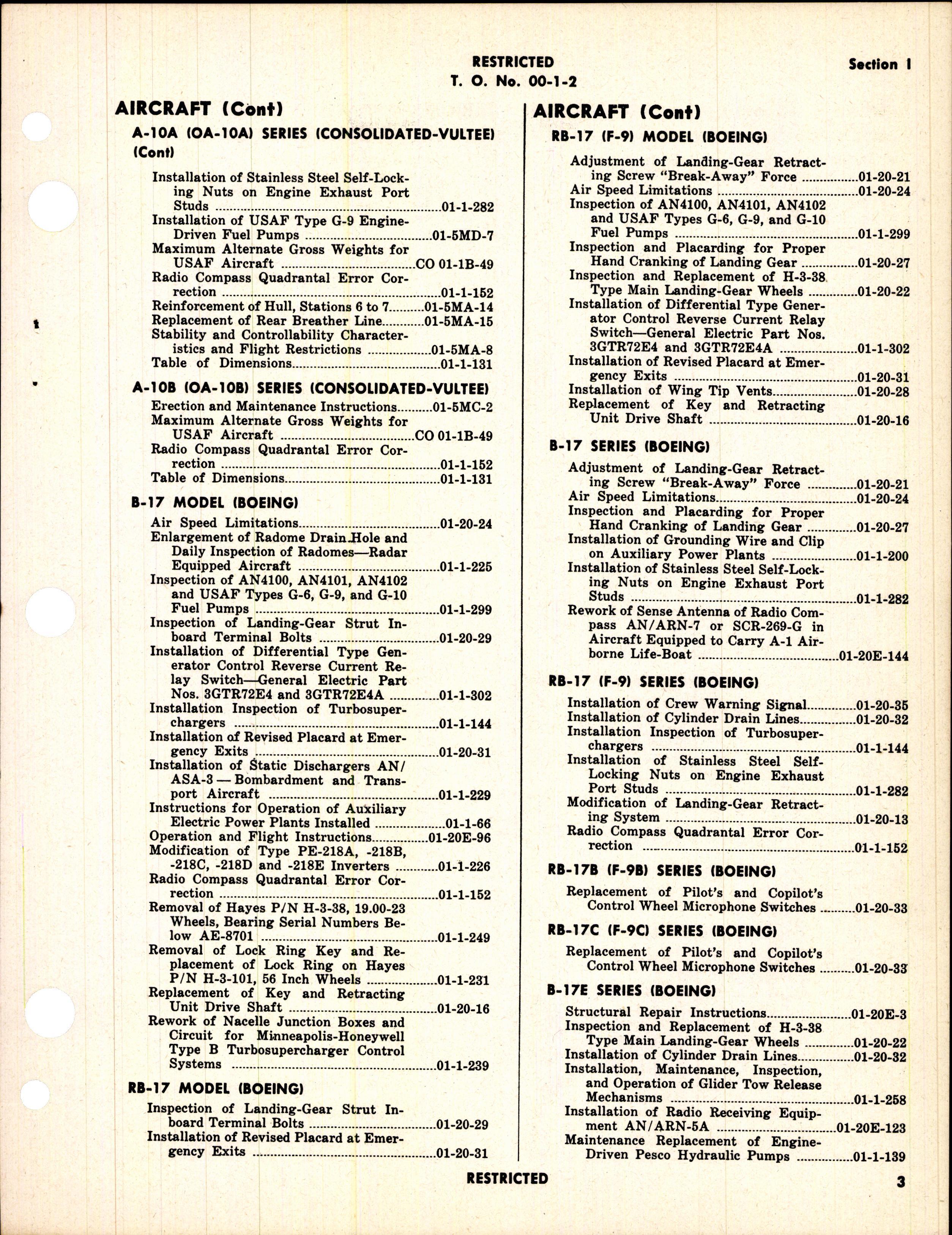 Sample page 7 from AirCorps Library document: Alphabetical index of Technical Publications