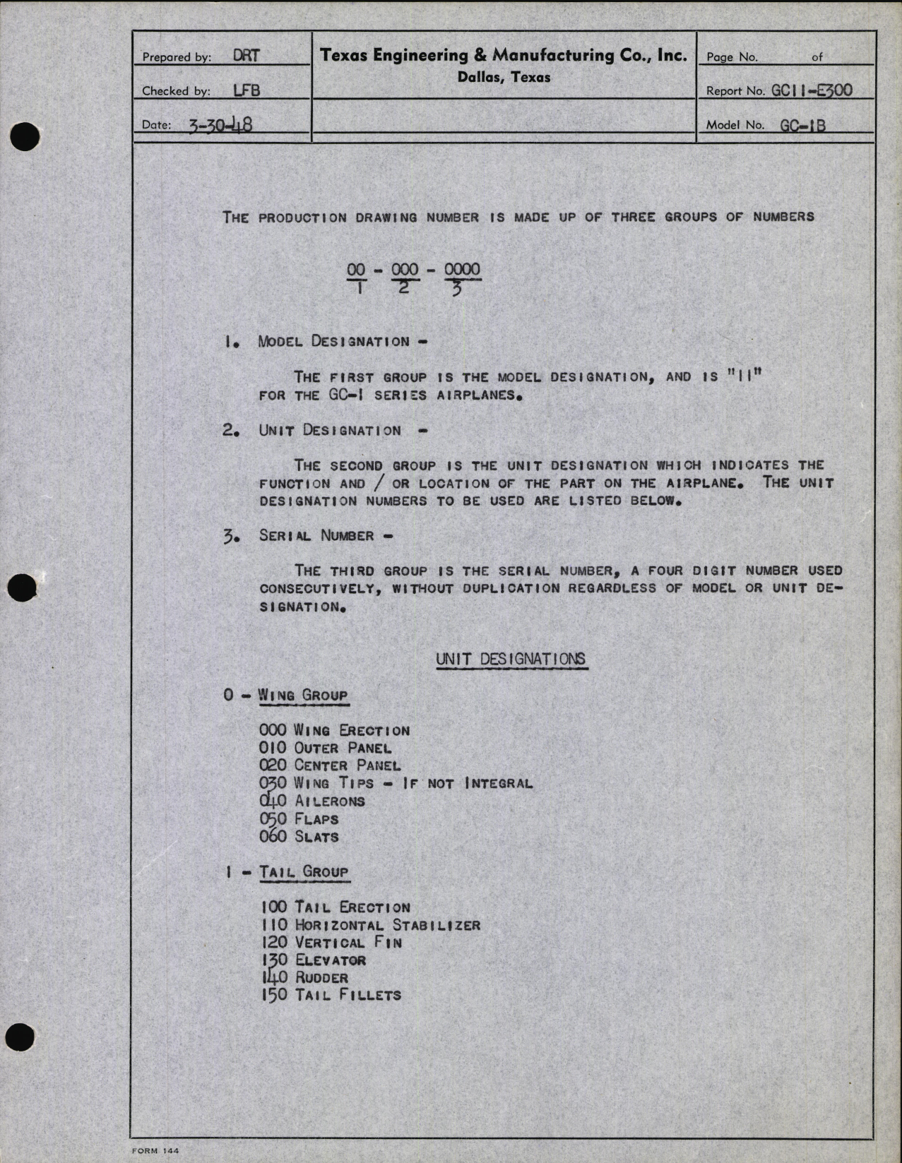 Sample page 4 from AirCorps Library document: Drawing List for GC-1B (3501 & Subs)