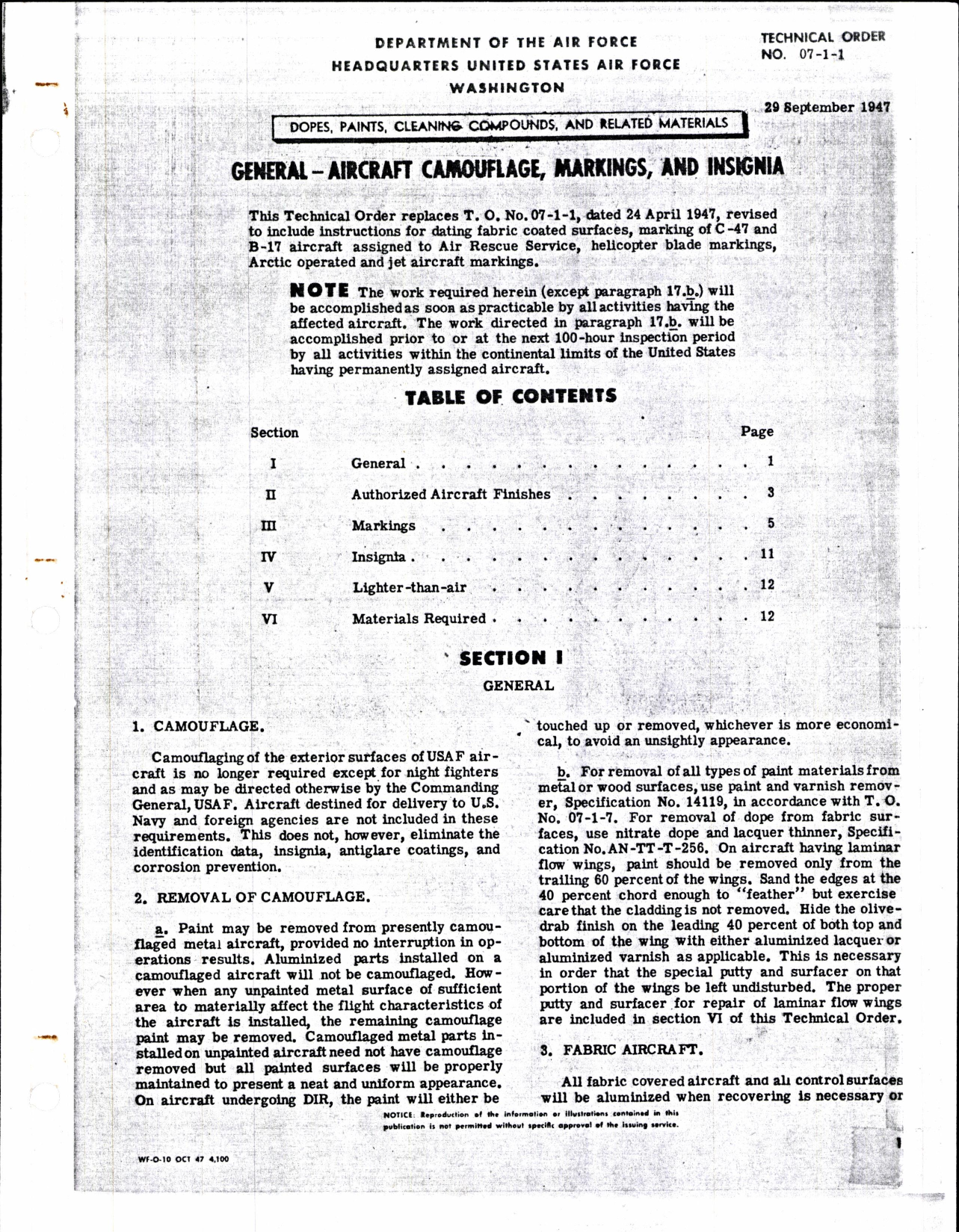 Sample page 1 from AirCorps Library document: General - Aircraft Camouflage, Markings, and Insignia