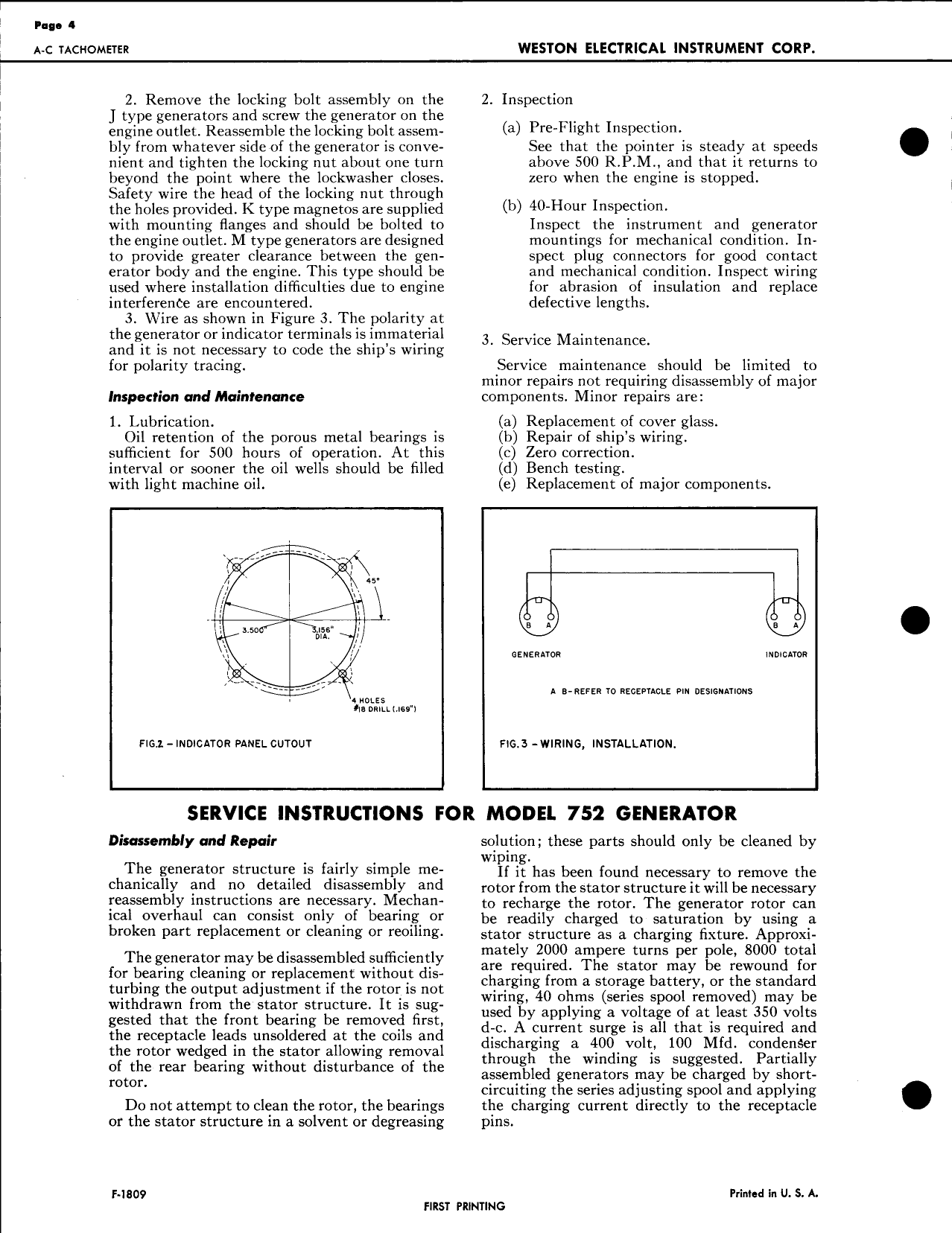 Sample page 4 from AirCorps Library document: Service Instructions for A-C Tachometer Model 752 Mag & 545R Indicator