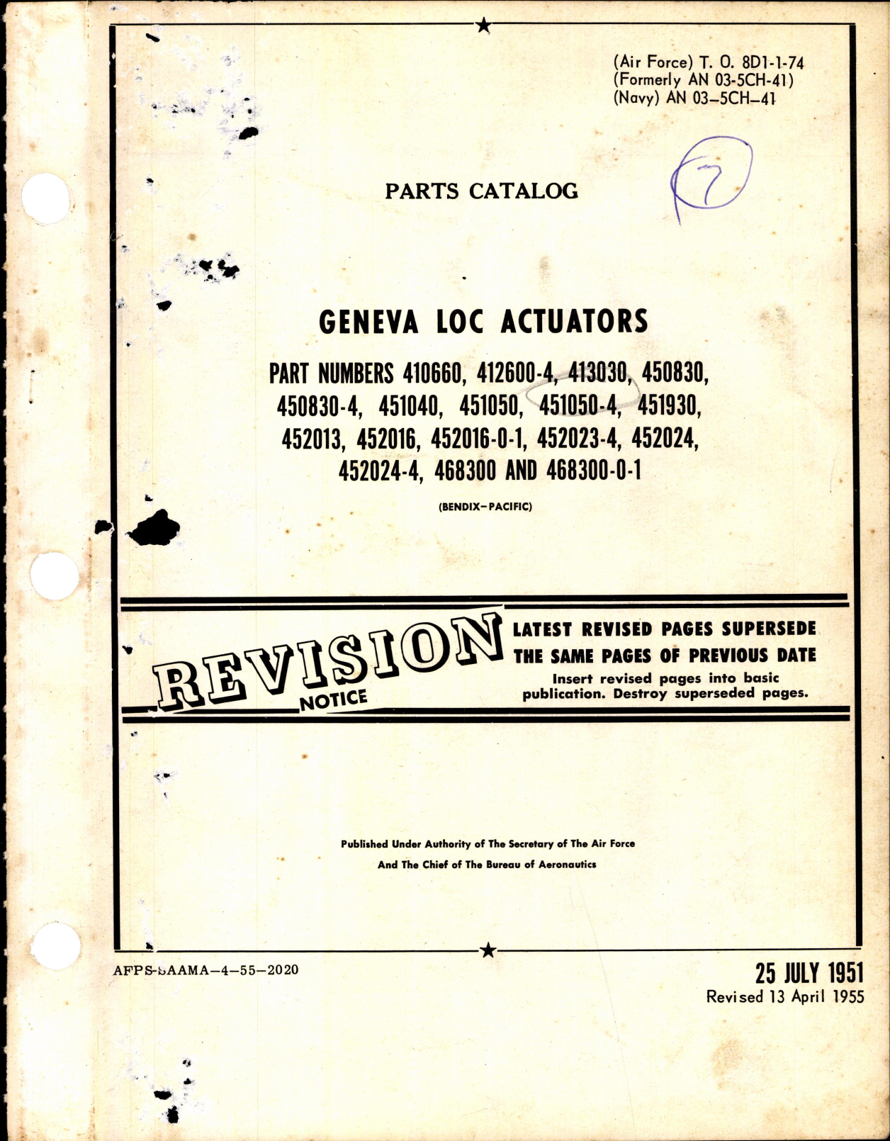 Sample page 1 from AirCorps Library document: Parts Catalog for Geneva Loc Actuators