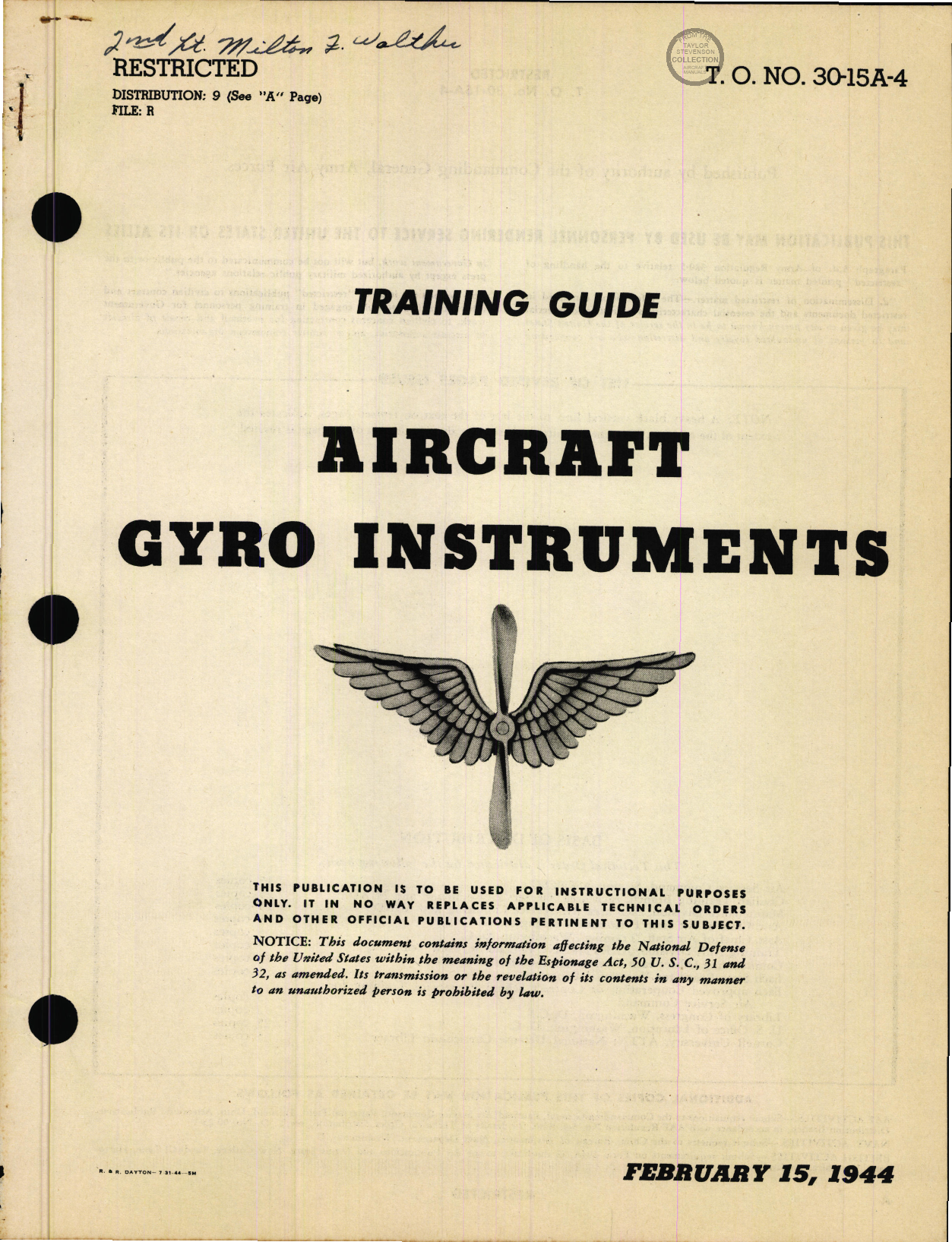 Sample page 1 from AirCorps Library document: Training Guide - Aircraft Gyro Instruments