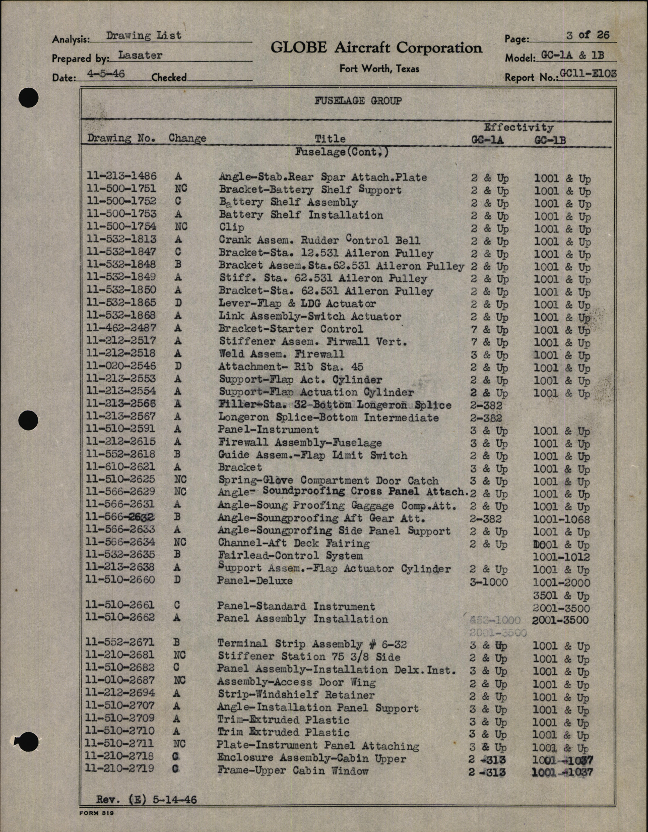 Sample page 7 from AirCorps Library document: Globe Drawing List