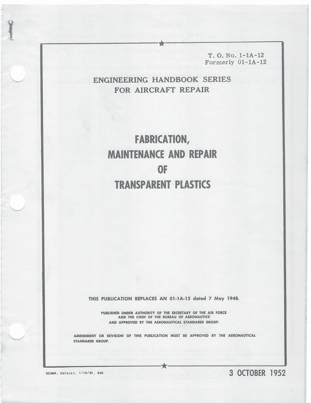 Sample page 1 from AirCorps Library document: General Fabrication, Maintenance and Repair of Transparent Plastics