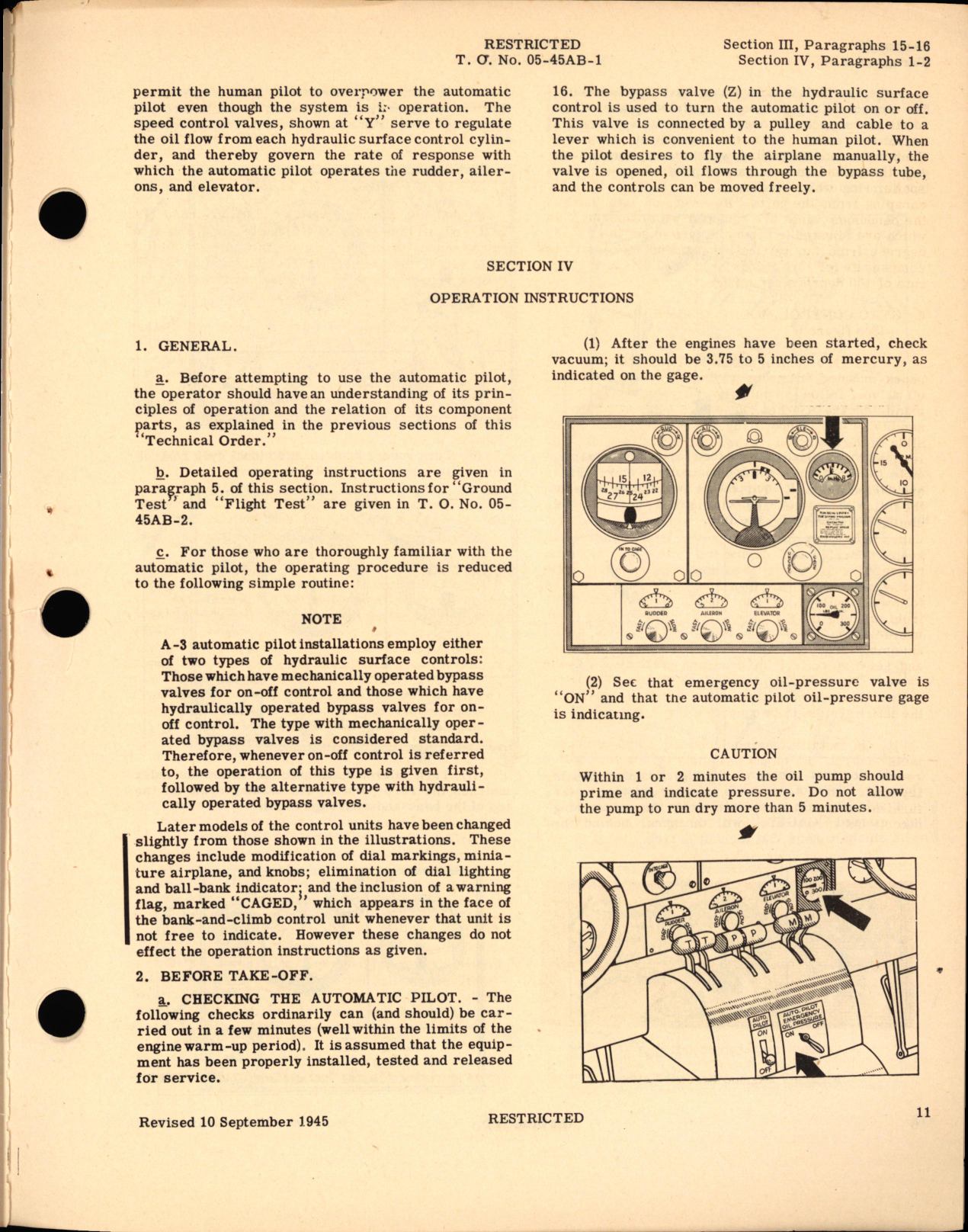 Sample page 11 from AirCorps Library document: Operation & Service Instructions for Automatic Pilot Type A-3