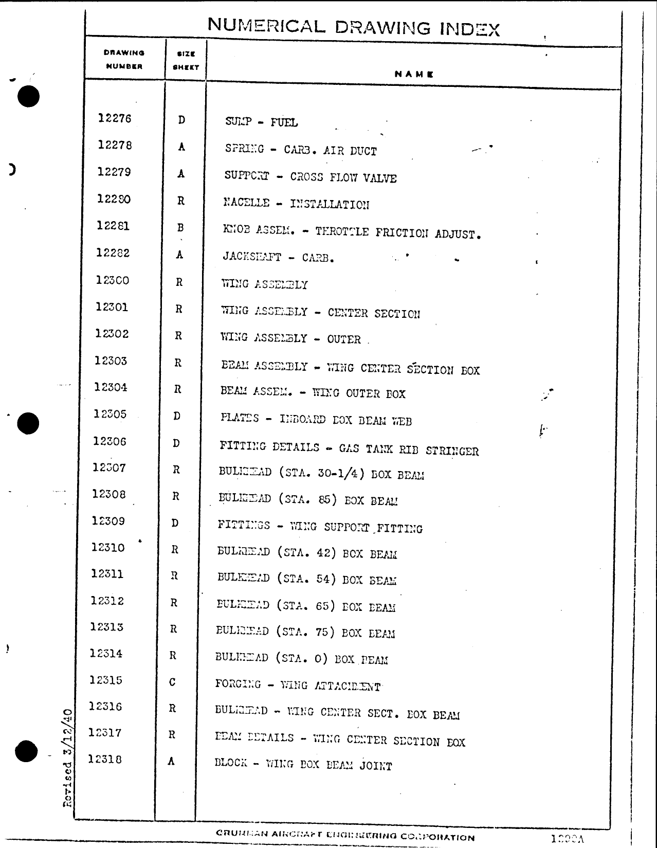 Sample page  4 from AirCorps Library document: Grumman Goose Numerical Drawing Index