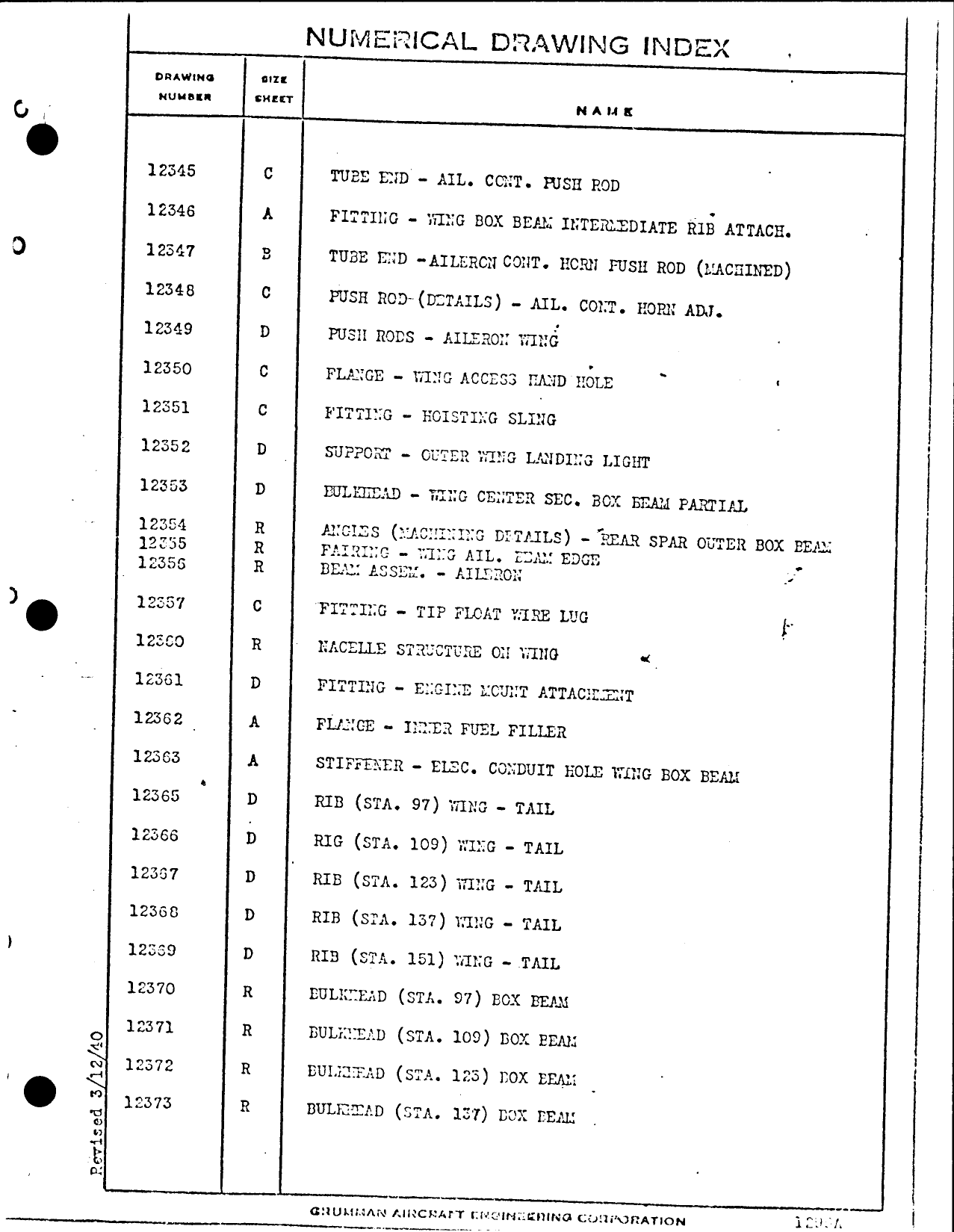 Sample page  5 from AirCorps Library document: Grumman Goose Numerical Drawing Index