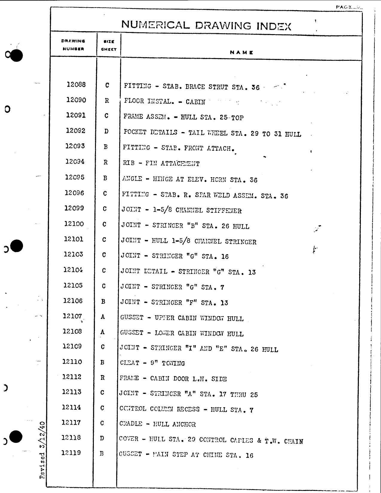 Sample page 2 from AirCorps Library document: Grumman Goose Numerical Drawing Index