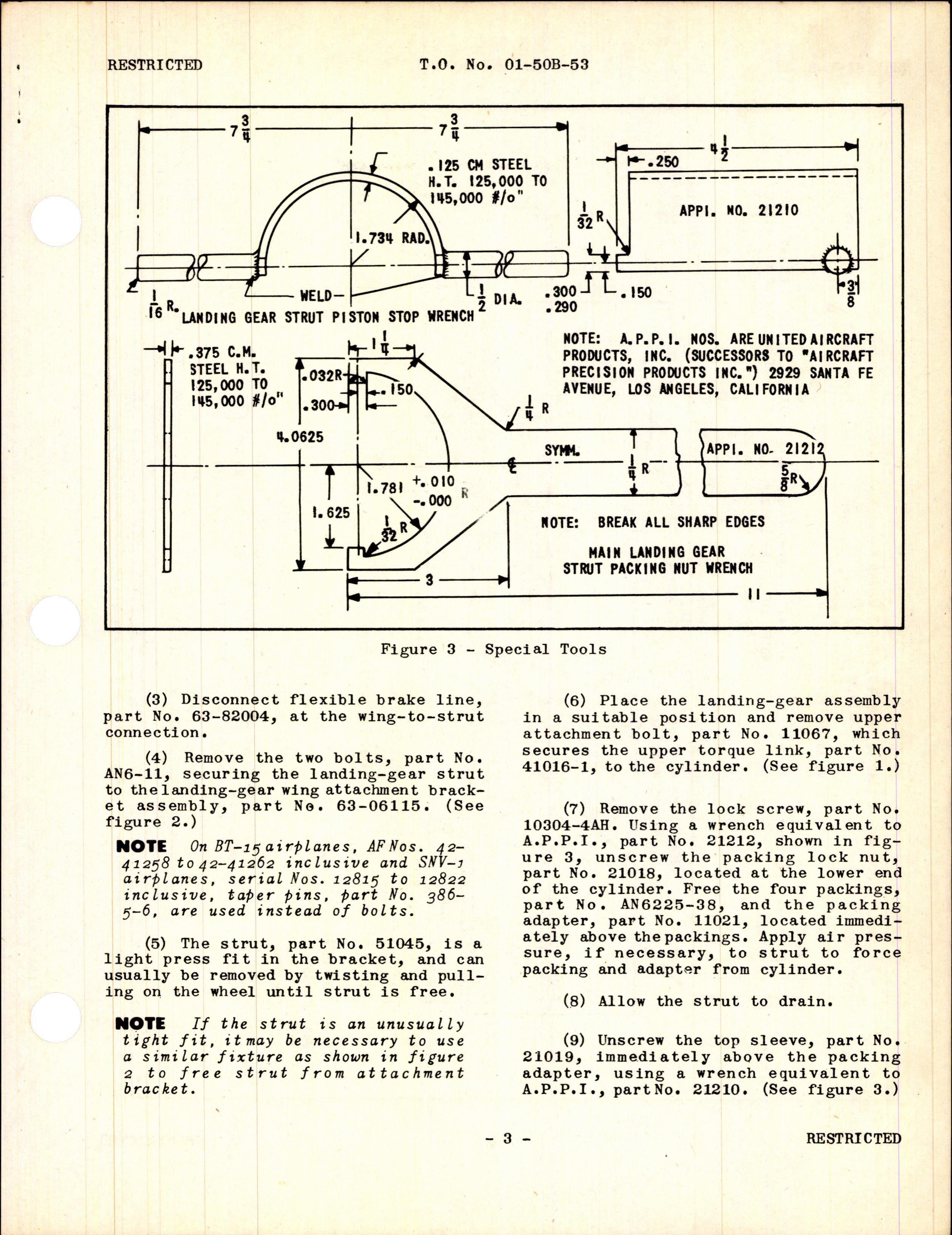 Sample page 3 from AirCorps Library document: Inspection, Repair, and Reinforcement of Landing-Gear Shock Strut Torque Lugs for BT-13