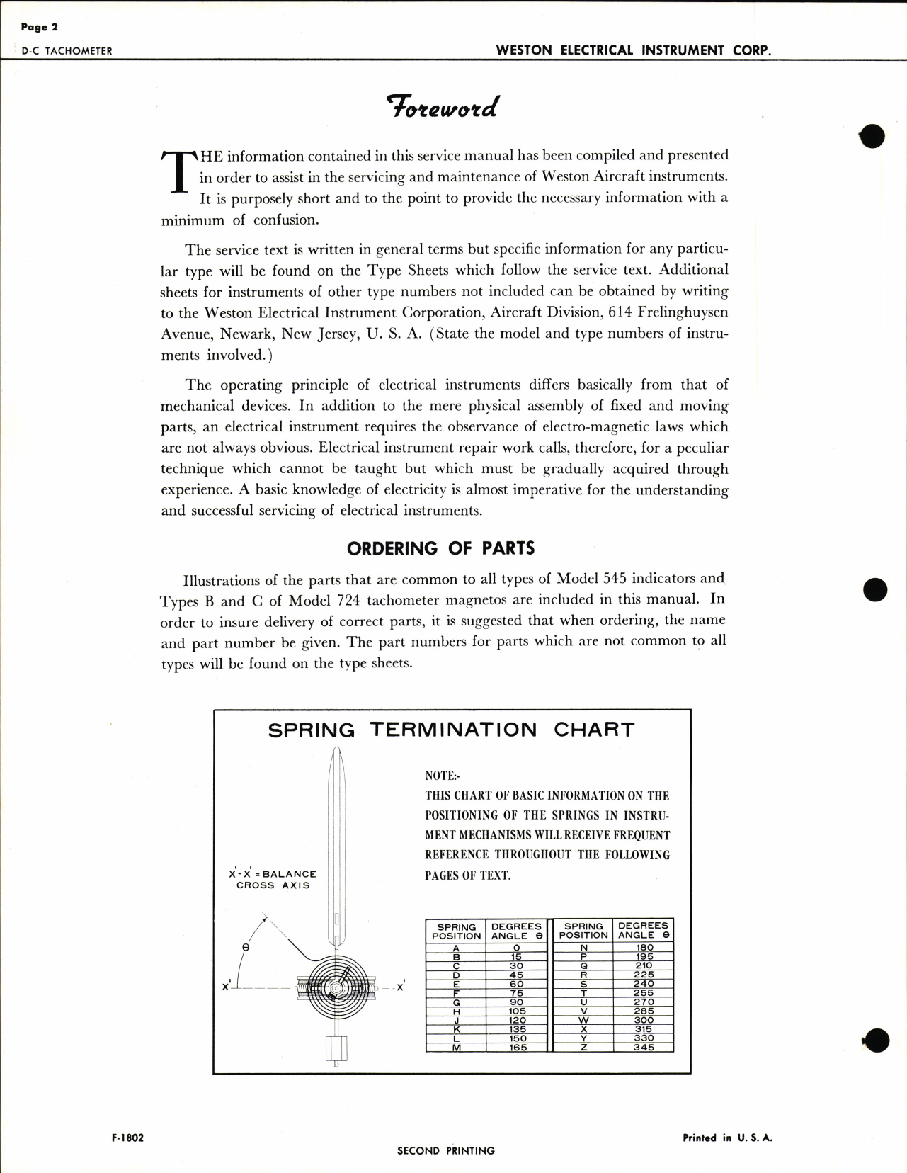 Sample page 2 from AirCorps Library document: Service Instructions for D-C Tachometer 724 Mag & 545 Indicator