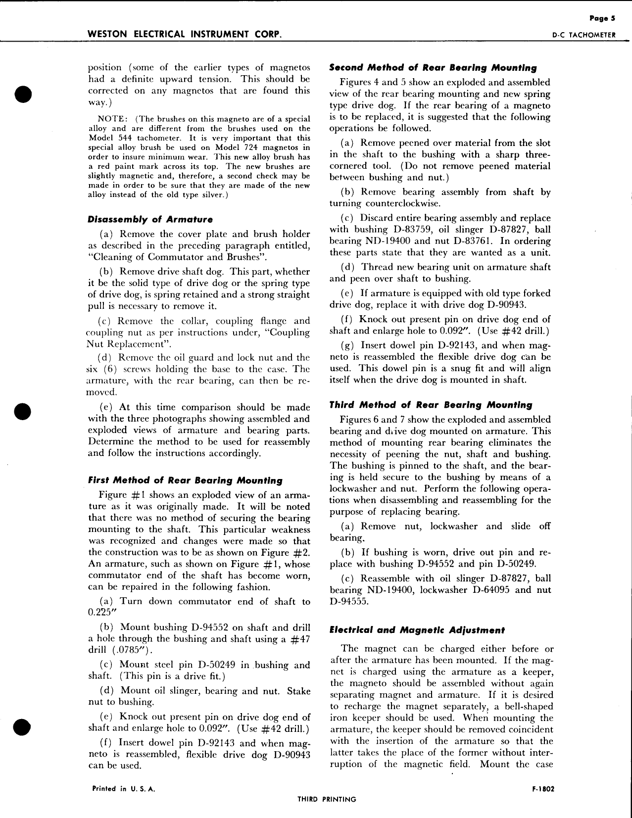 Sample page 5 from AirCorps Library document: Service Instructions for D-C Tachometer 724 Mag & 545 Indicator
