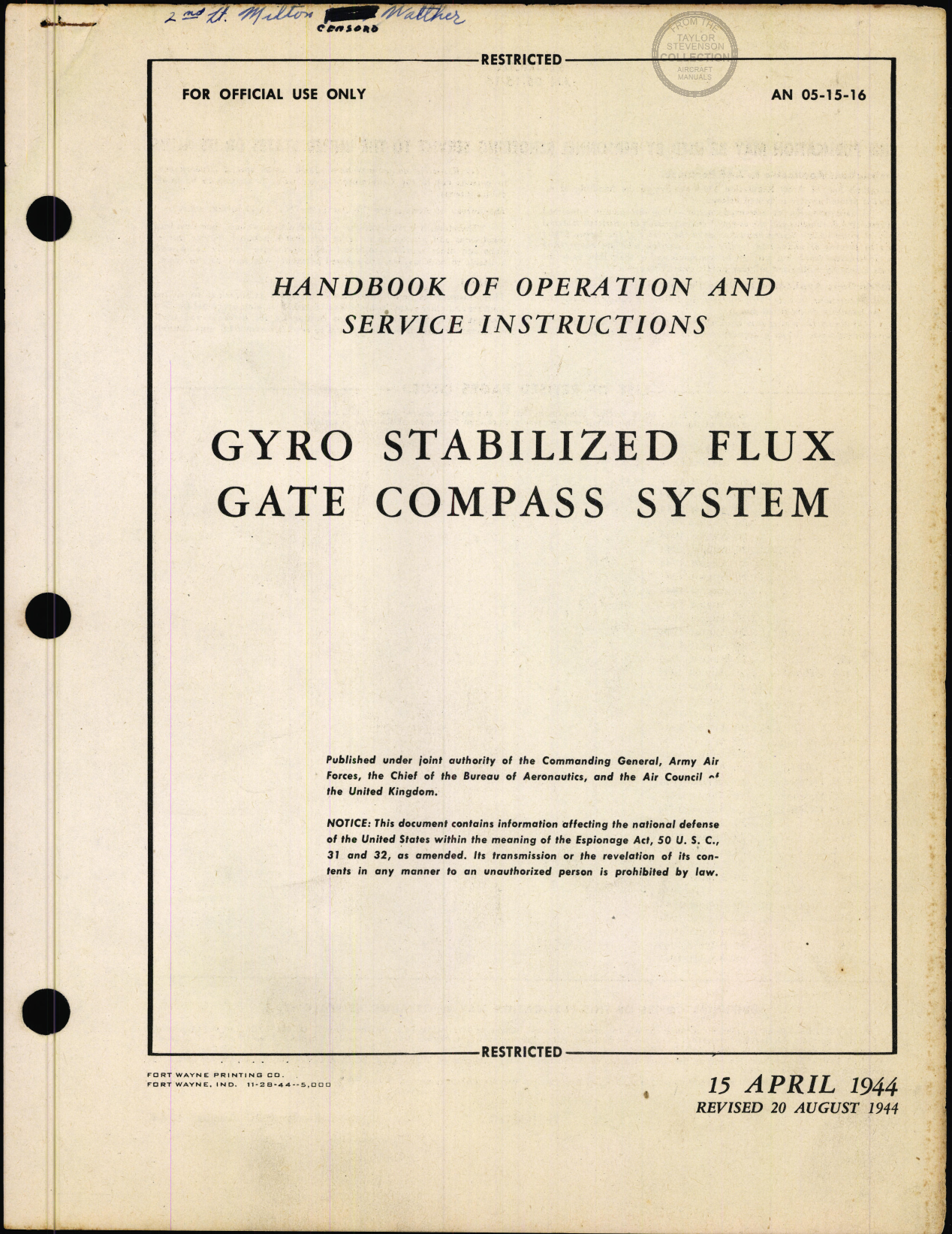 Sample page 1 from AirCorps Library document: Gyro Stabilized Flux Gate Compass System