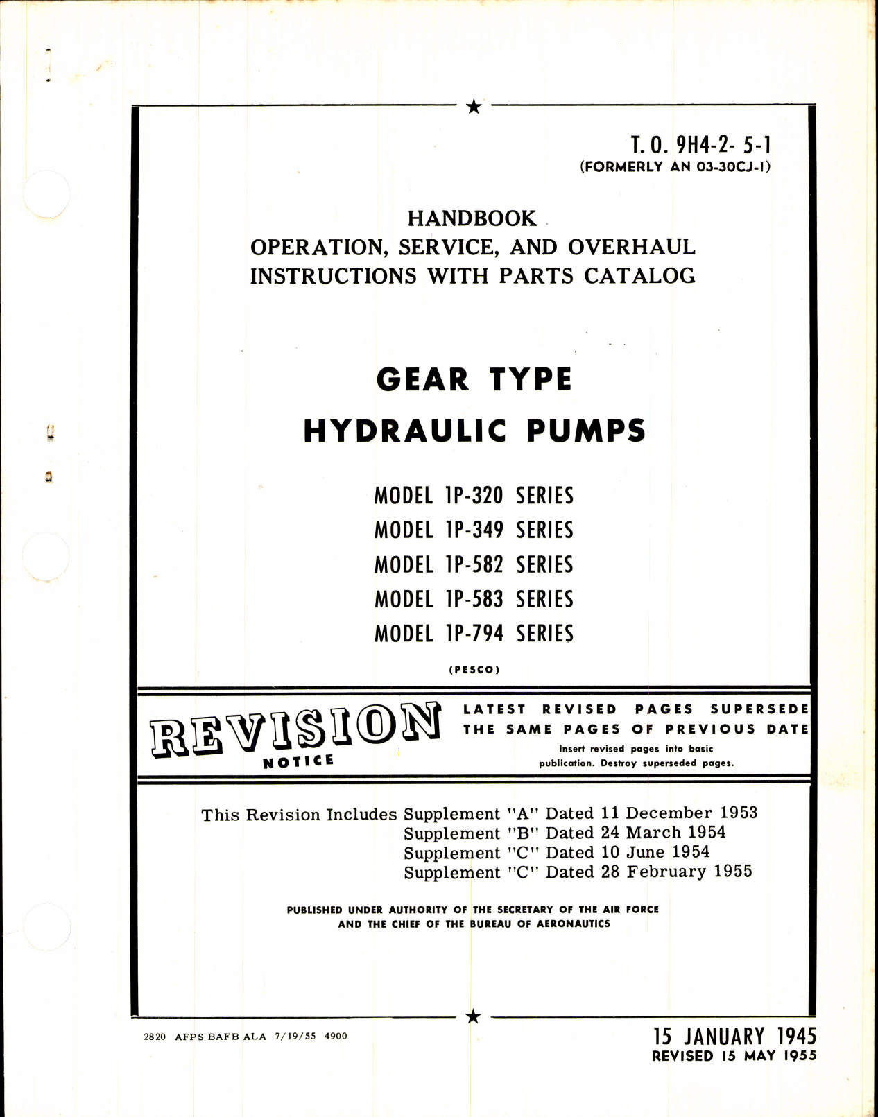 Sample page 1 from AirCorps Library document: Gear Type Hydraulic Pumps (Pesco)