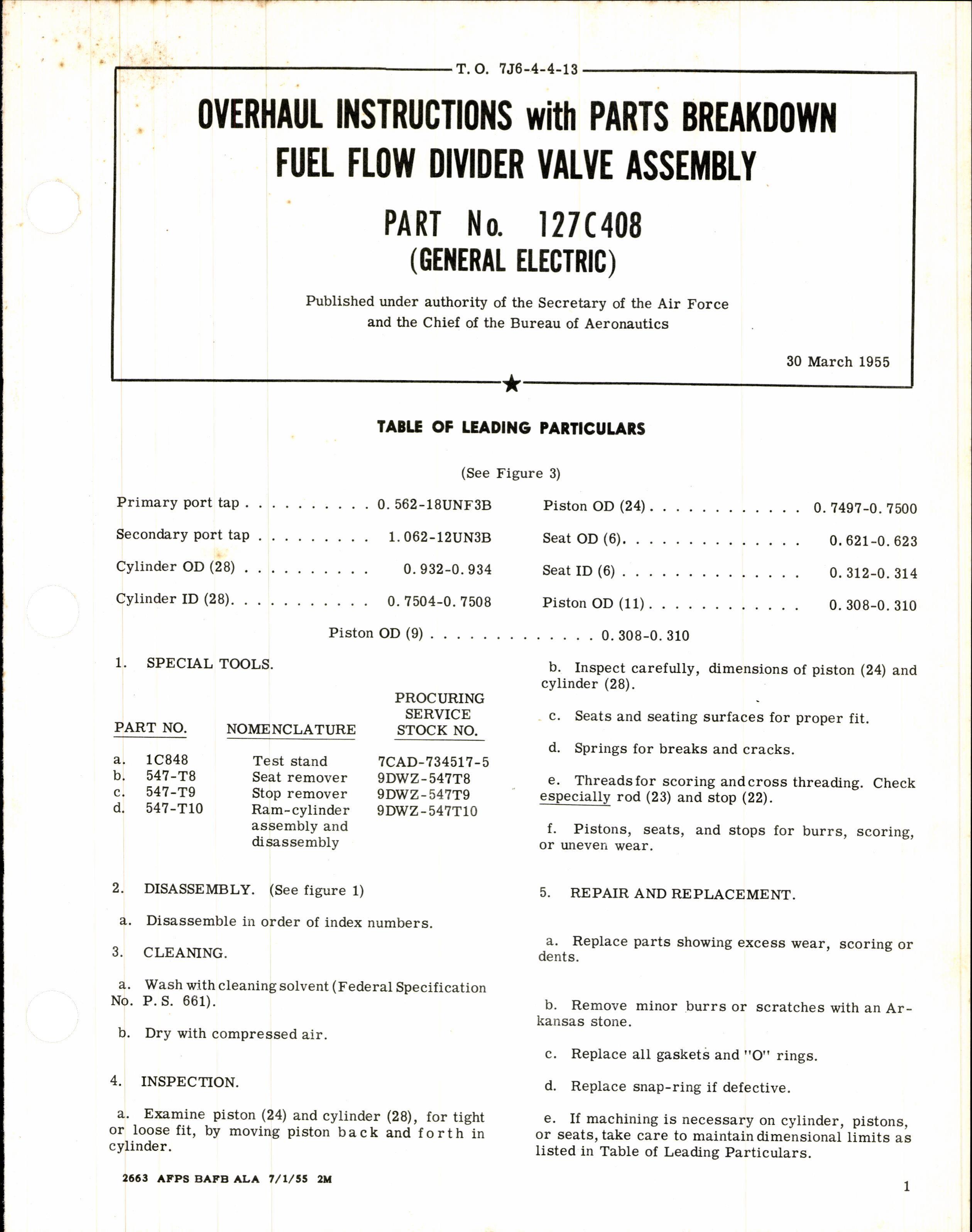Sample page 1 from AirCorps Library document: Fuel Flow Divider Valve Assembly